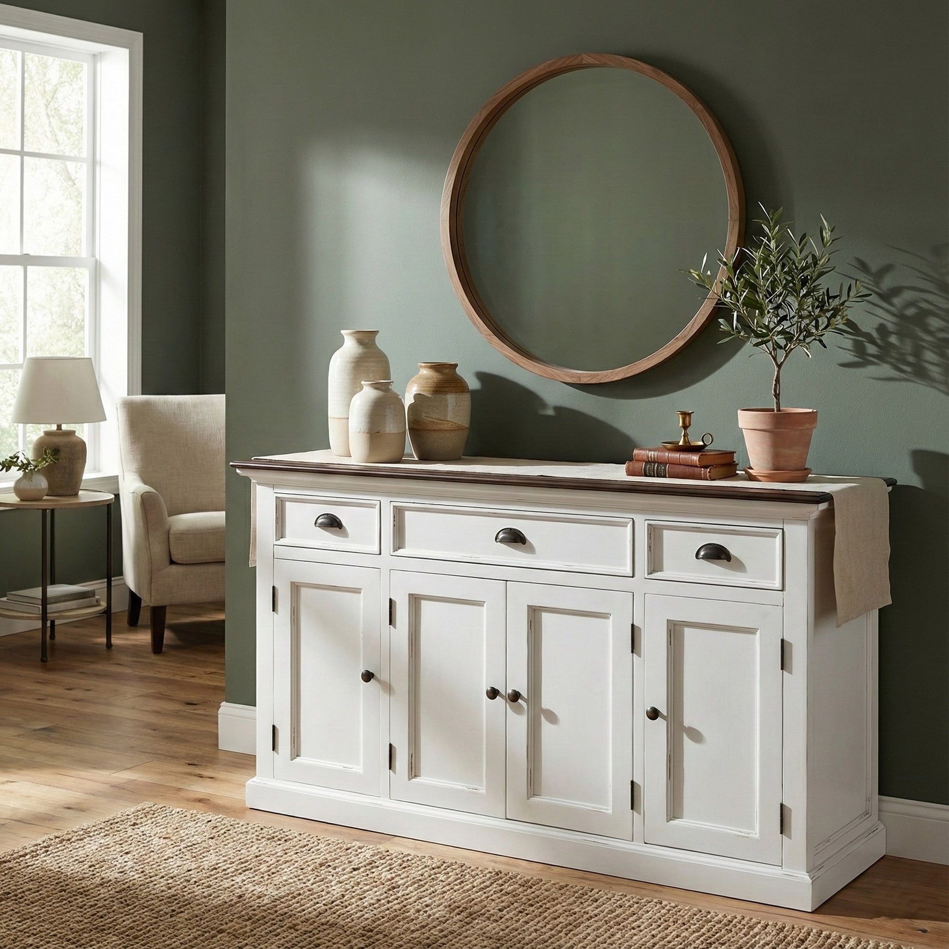 Nova Solo lifestyle image - Modern Farmhouse Buffet with 4 Doors 3 Drawers - ZNS-B192TWD - ZNS-B192TWD