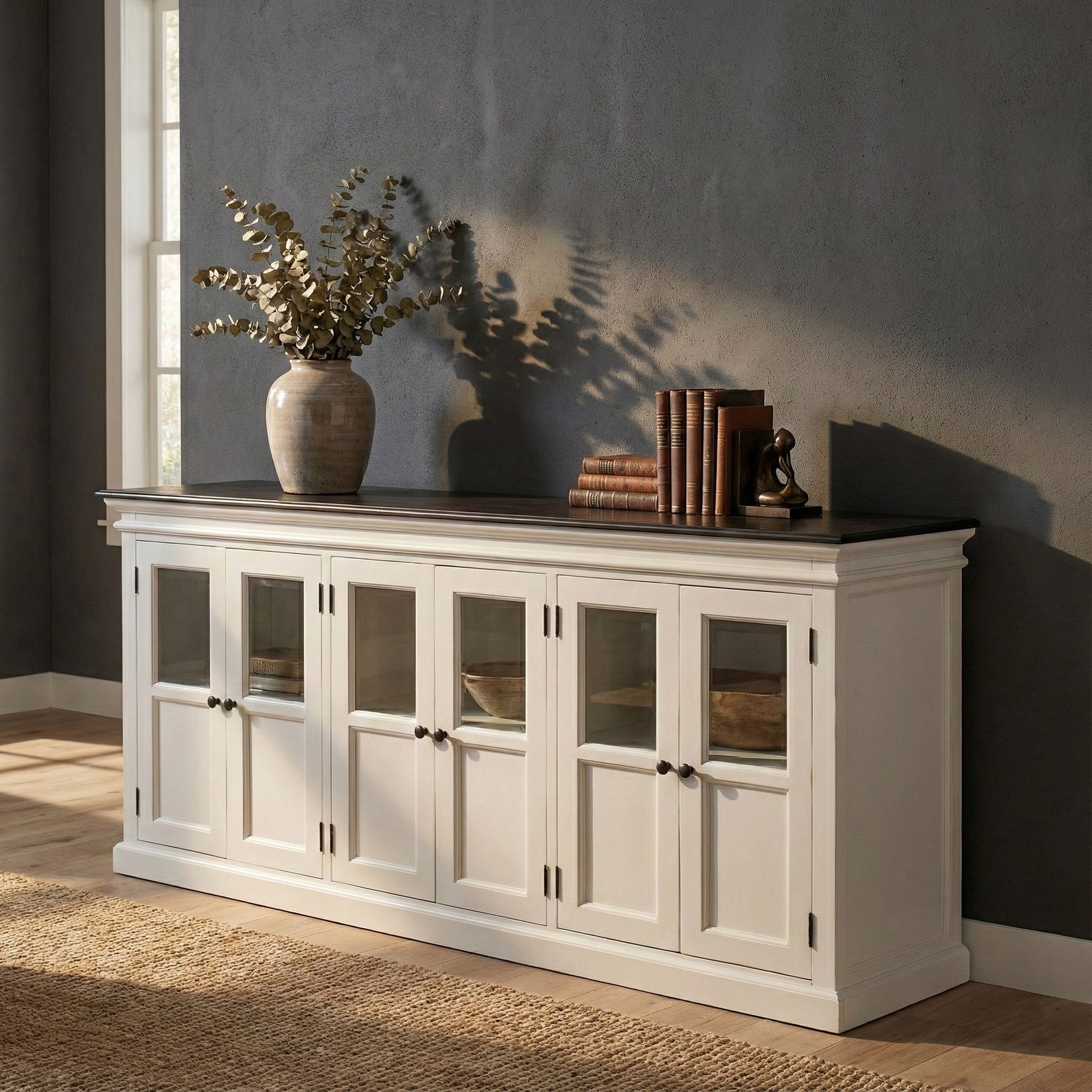 Nova Solo lifestyle image - Modern Farmhouse Buffet with 6 Glass Doors 79" - ZNS-B195CT