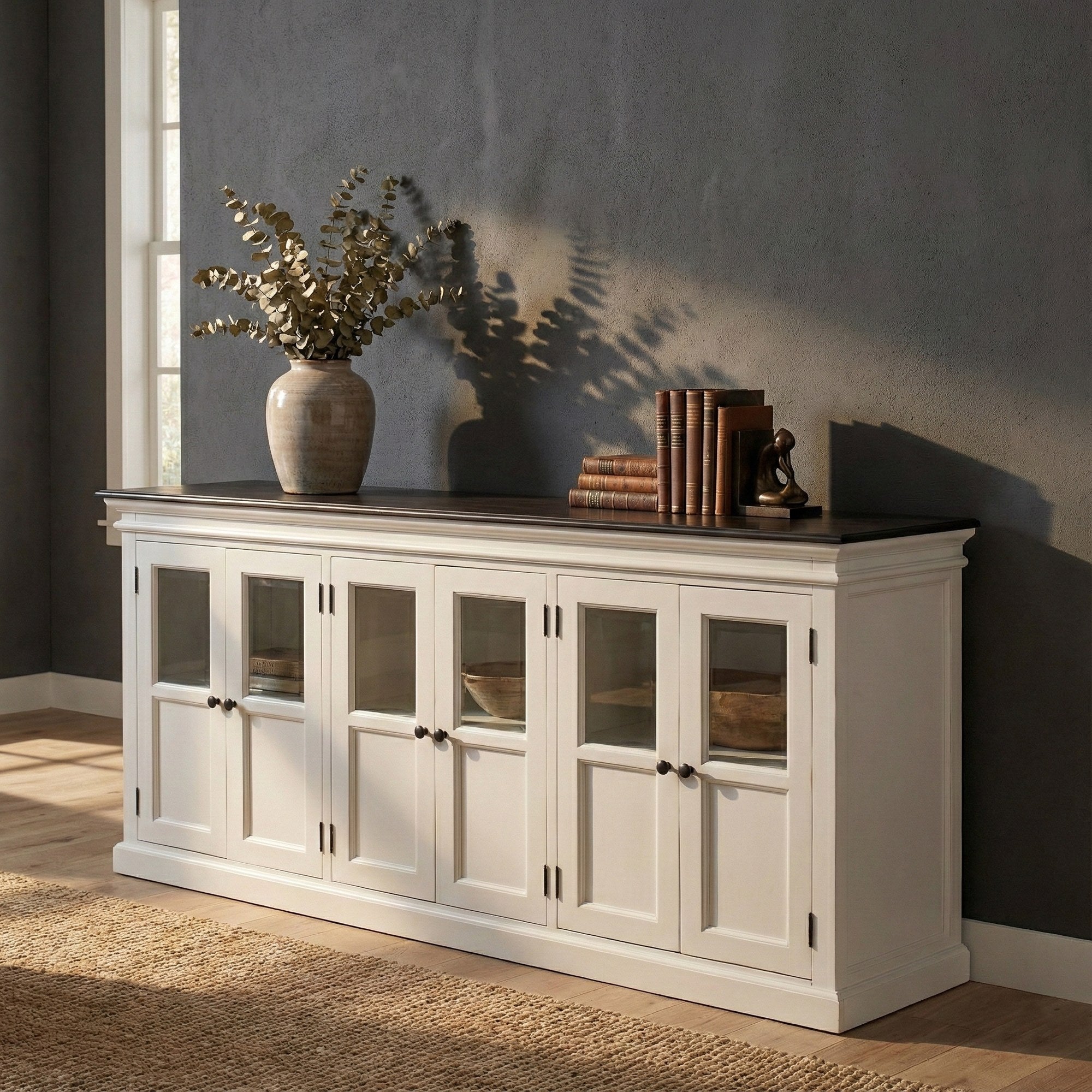 Nova Solo lifestyle image - Modern Farmhouse Buffet with 6 Glass Doors 79" - ZNS-B195CT