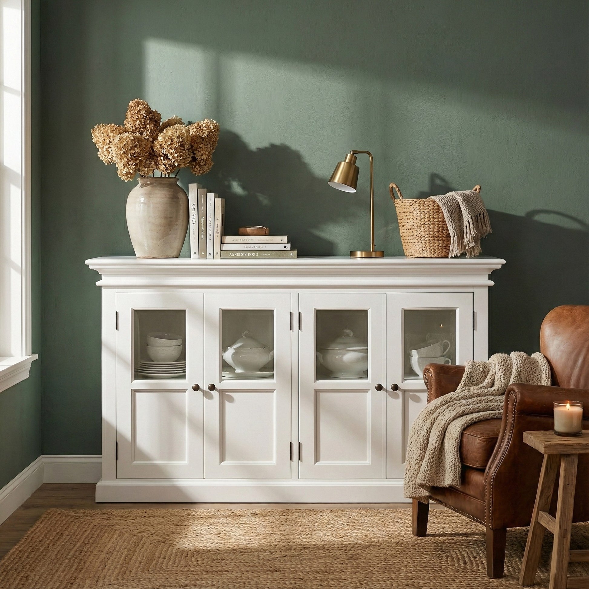 Nova Solo lifestyle image - French Coastal Buffet with 4 Glass Doors 57" - ZNS-B196