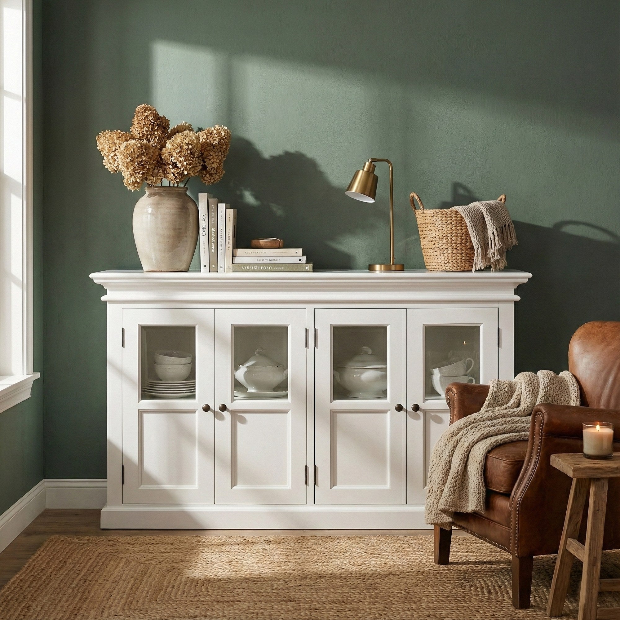 Nova Solo lifestyle image - French Coastal Buffet with 4 Glass Doors 57" - ZNS-B196