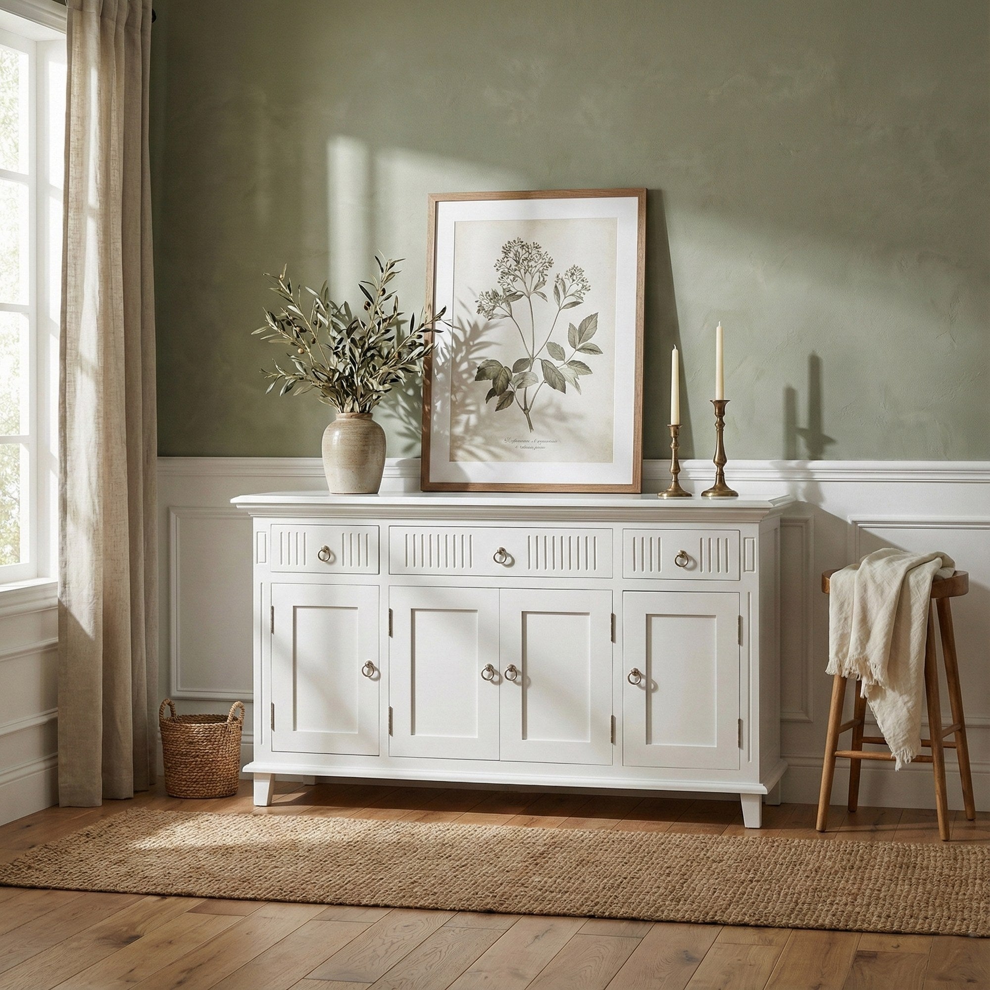 Nova Solo lifestyle image - Scandi Coastal Buffet with 4 Doors 3 Drawers 57" - ZNS-B201