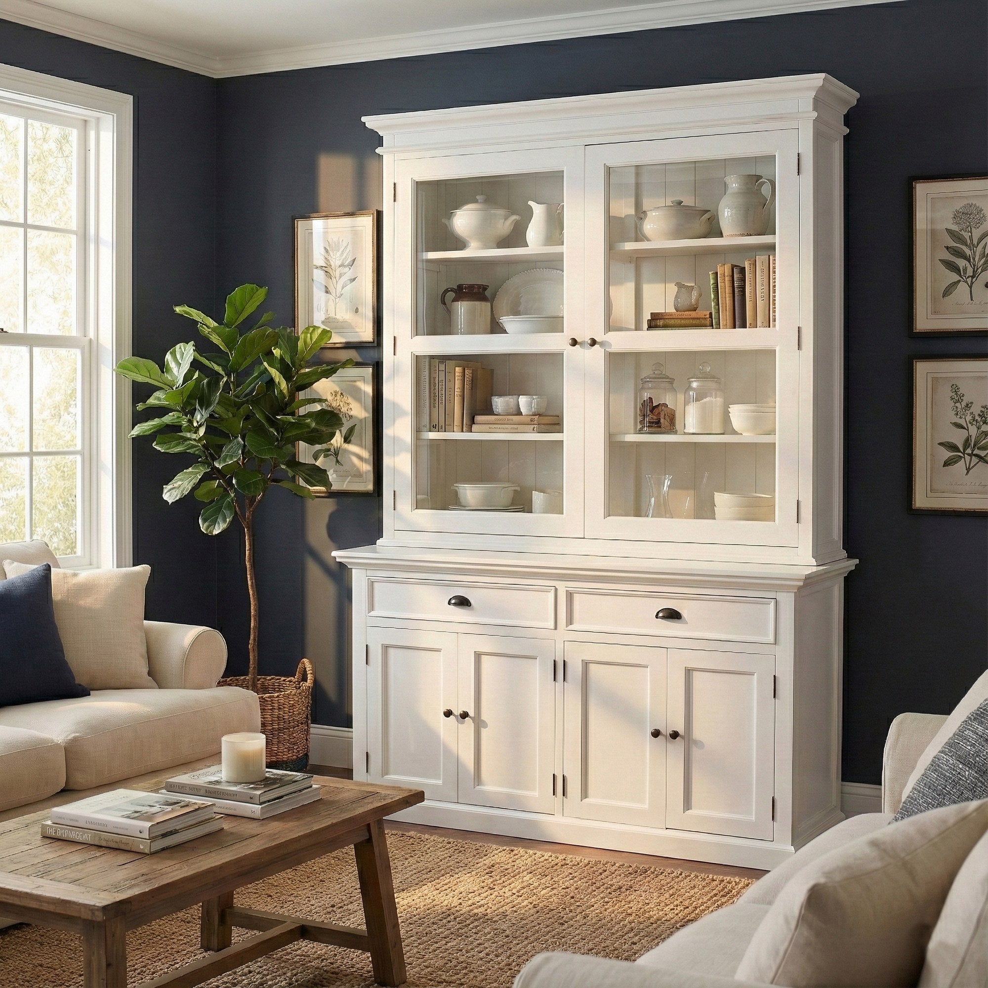 Nova Solo lifestyle image - French Coastal Glass-Display Hutch Unit 57" - ZNS-BCA594