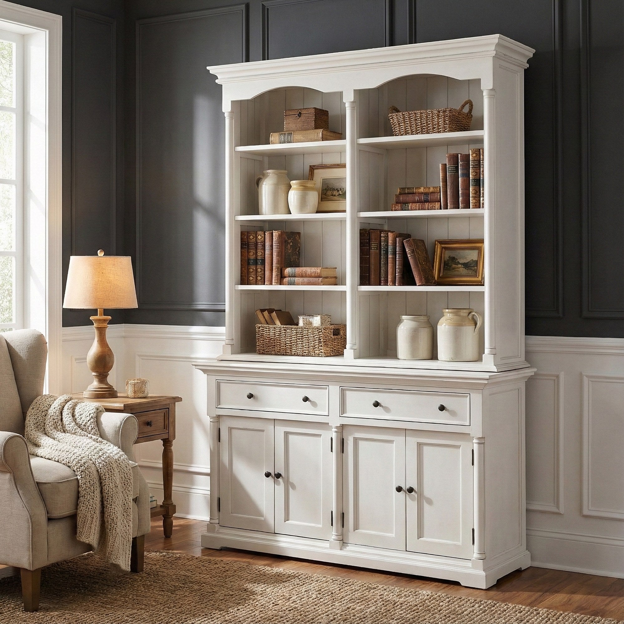 Nova Solo lifestyle image - French Cottage Hutch Cabinet 57" - ZNS-BCA595