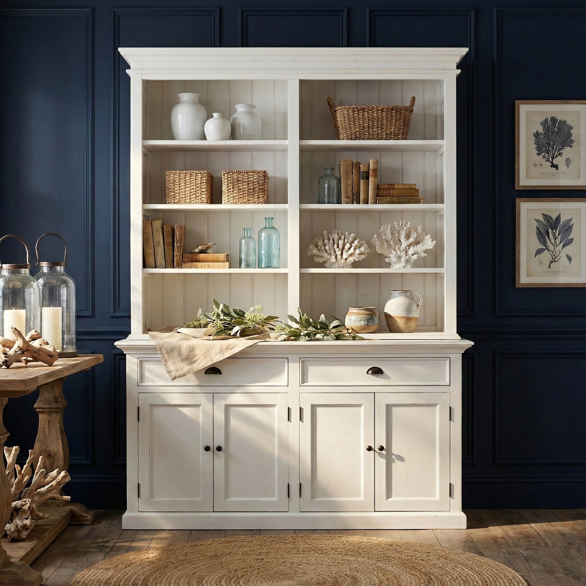 Nova Solo lifestyle image - French Coastal Hutch Bookcase Unit 63" - ZNS-BCA599