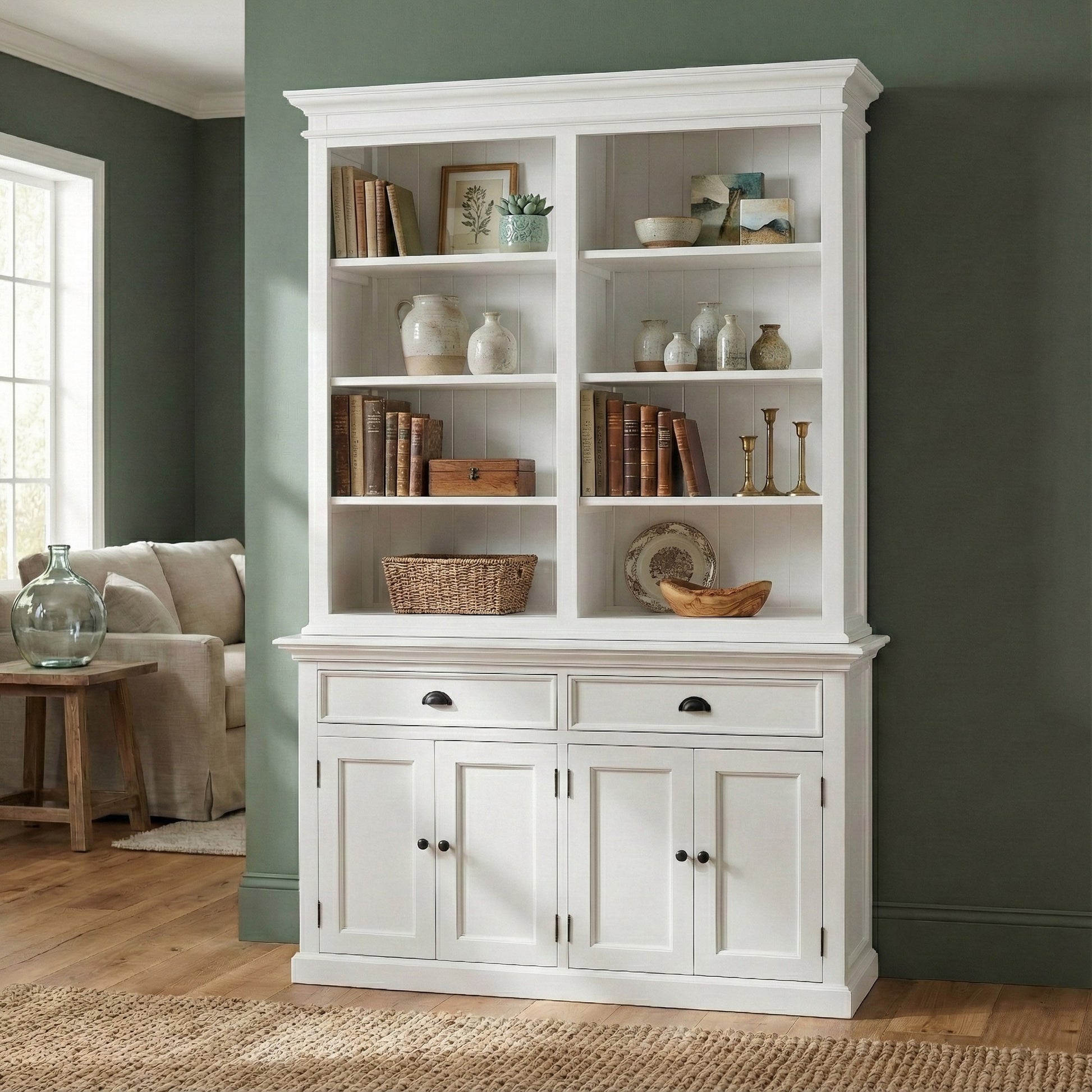 Nova Solo lifestyle image - French Coastal Buffet Hutch Unit with 8 Shelves 57" - ZNS-BCA609