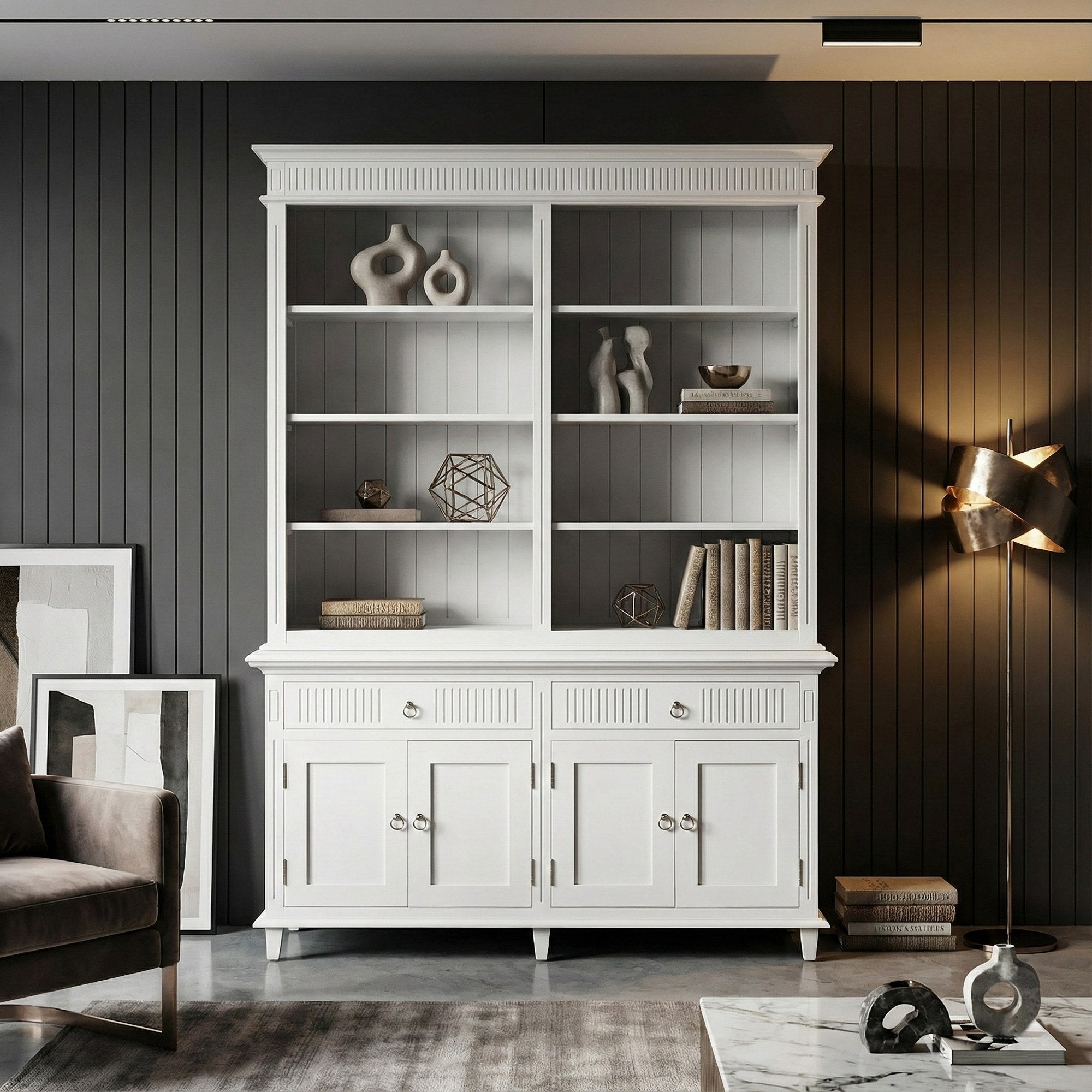 Nova Solo lifestyle image - Scandi Coastal Hutch Bookcase Unit 63" - ZNS-BCA613