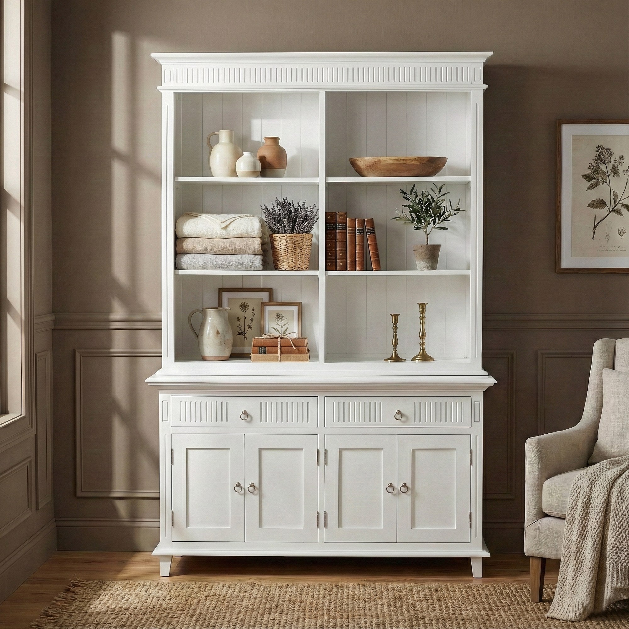 Nova Solo lifestyle image - Scandi Coastal Hutch Unit with 6 Shelves 57" - ZNS-BCA615
