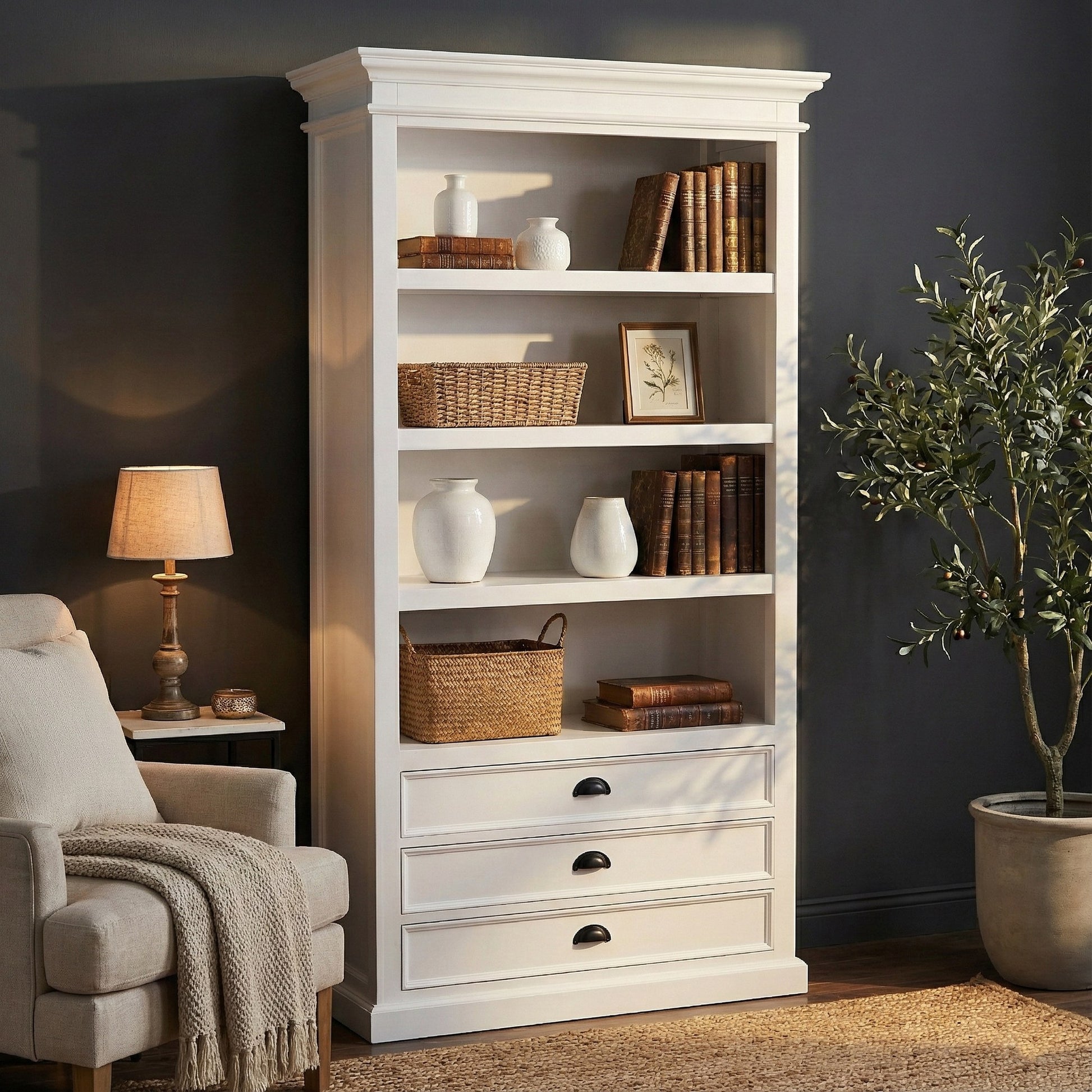 Nova Solo lifestyle image - French Coastal Bookcase 39" - ZNS-CA580