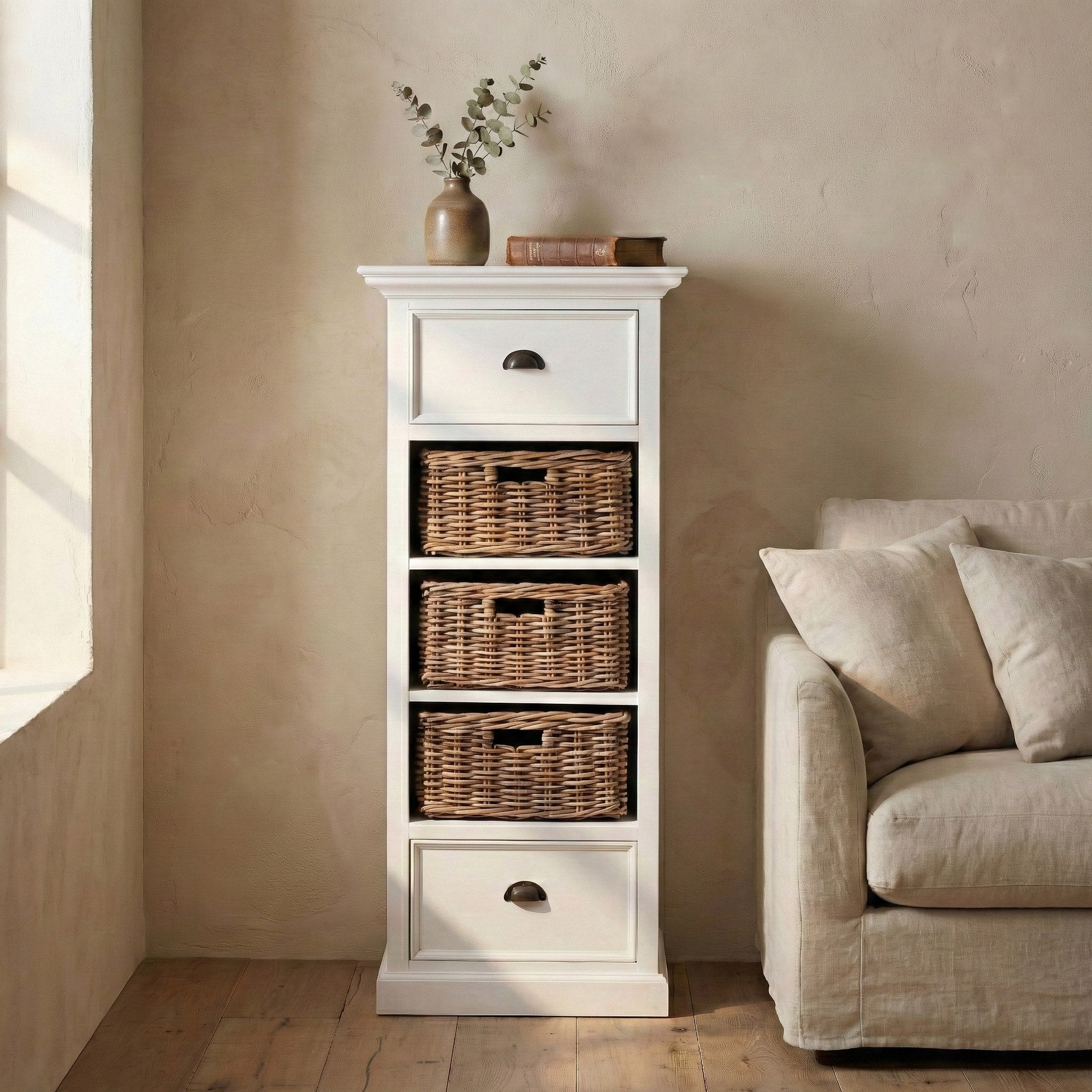 Nova Solo lifestyle image - French Country Farmhouse Storage Unit with Basket Set 24" - ZNS-CA589L