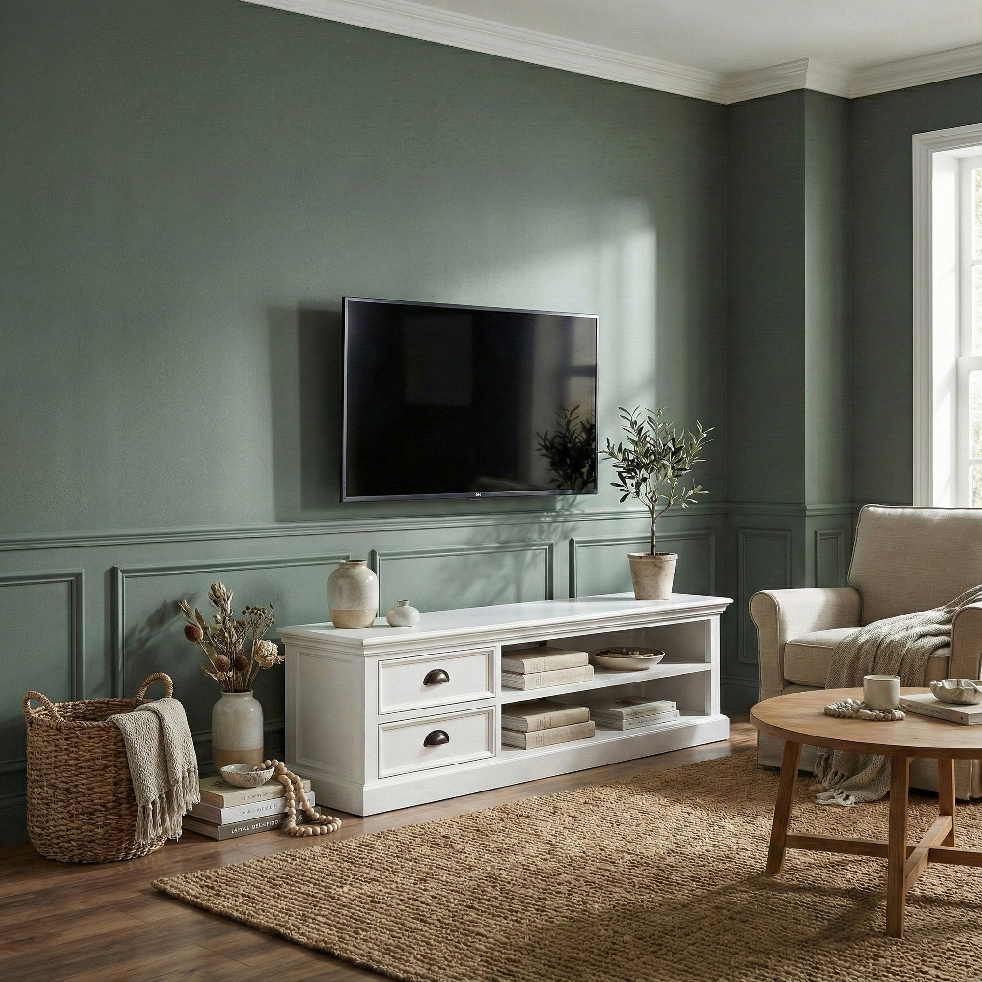 Nova Solo lifestyle image - French Coastal Large TV Stand 71" - ZNS-CA592-180