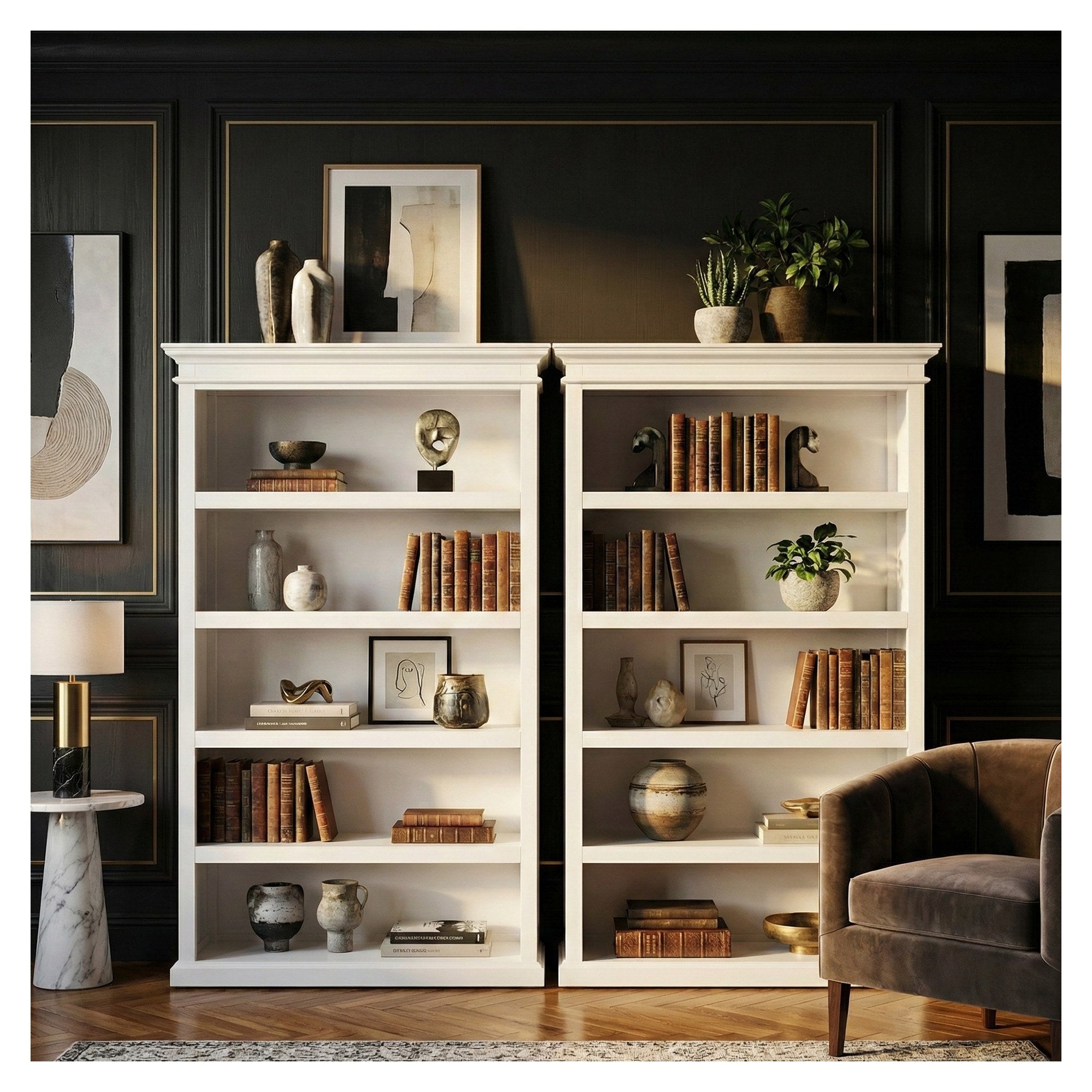 Nova Solo lifestyle image - French Coastal Bookcase with 5 Shelves 49" - ZNS-CA634