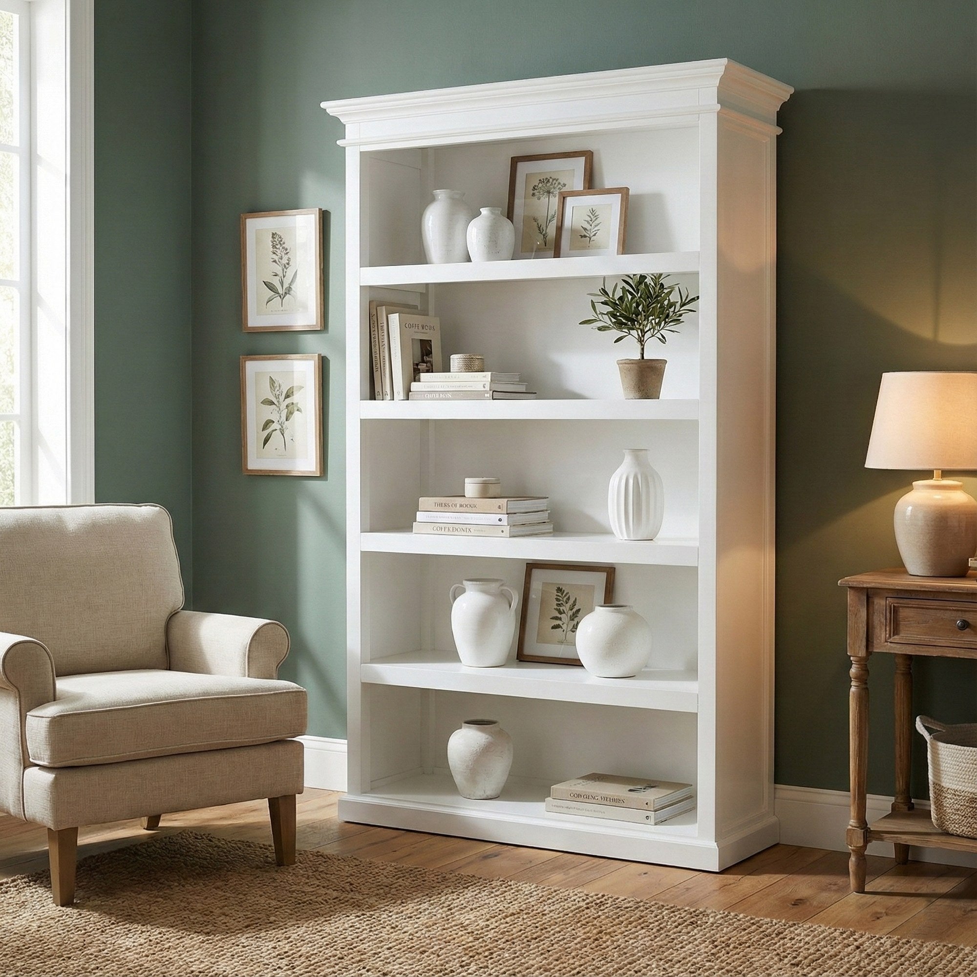 Nova Solo lifestyle image - French Coastal Bookcase with 5 Shelves 49" - ZNS-CA634