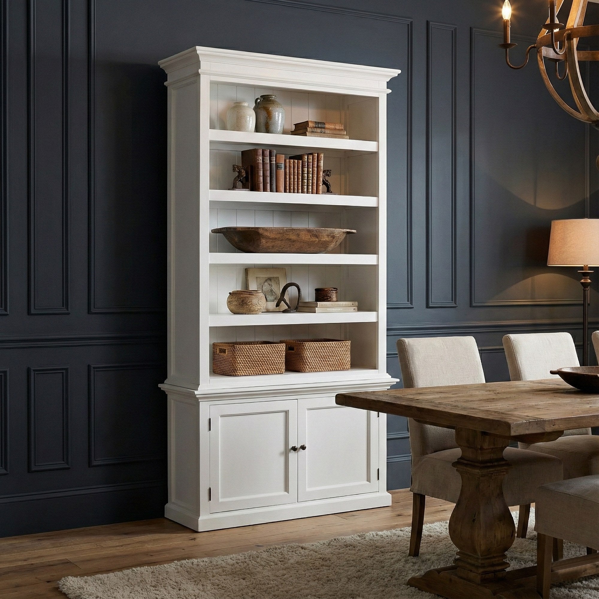 Nova Solo lifestyle image - French Coastal Bookcase with 5 Shelves 59" - ZNS-CA635