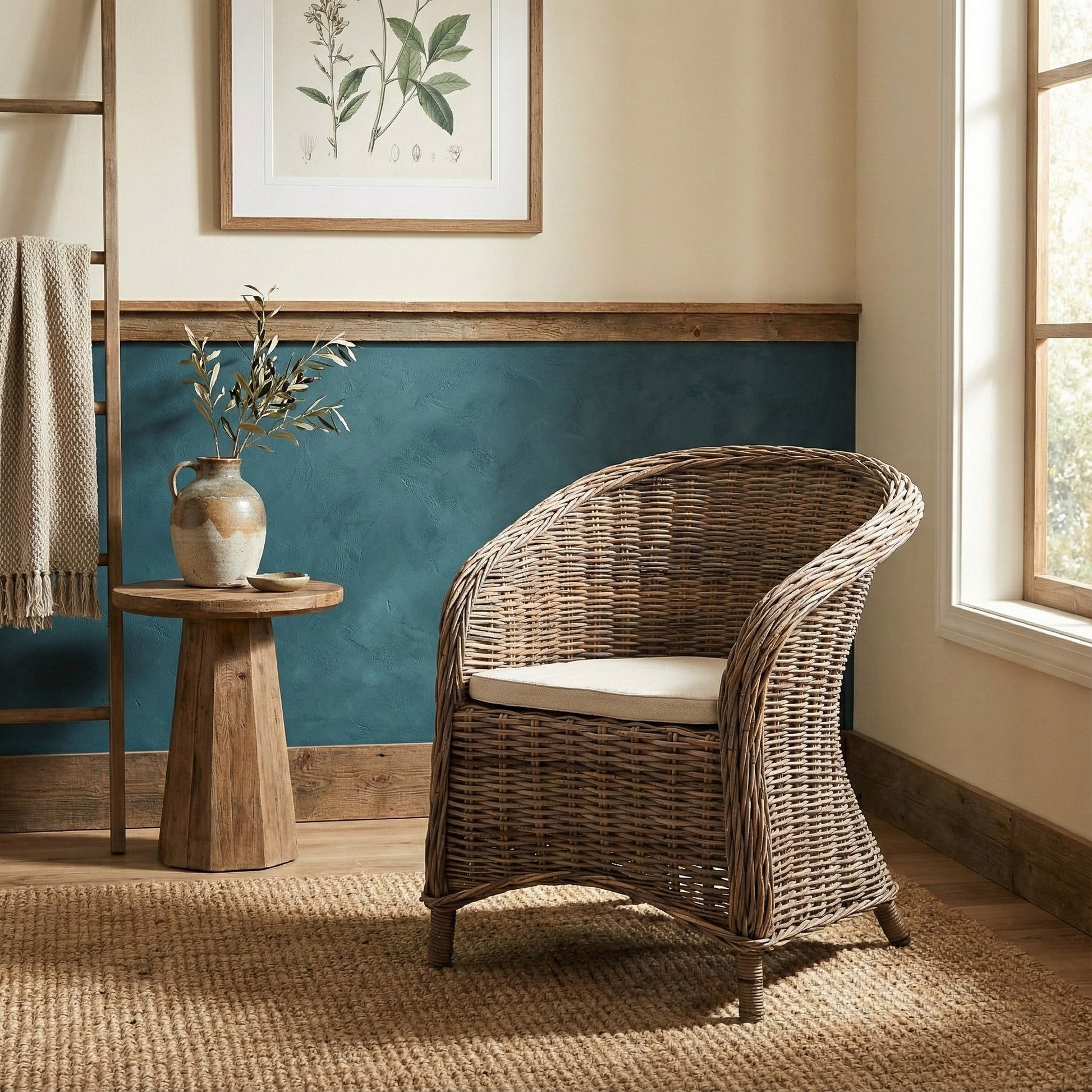Nova Solo lifestyle image - Coastal Wicker Dining Armchair with Cushion - ZNS-CR08