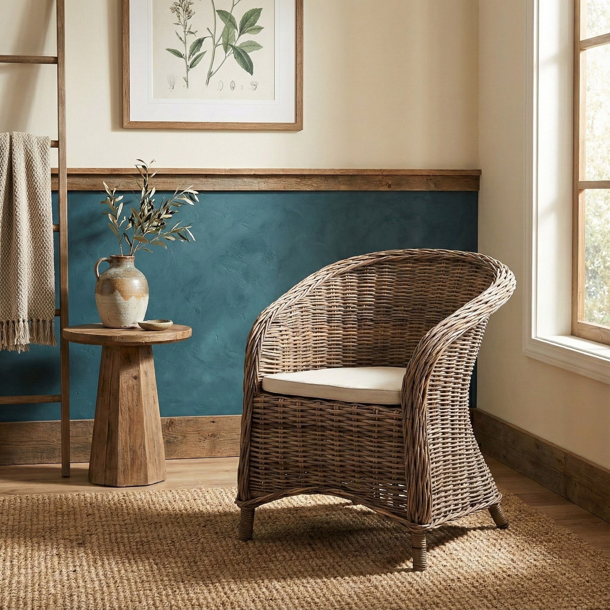 Nova Solo lifestyle image - Coastal Wicker Dining Armchair with Cushion - ZNS-CR08