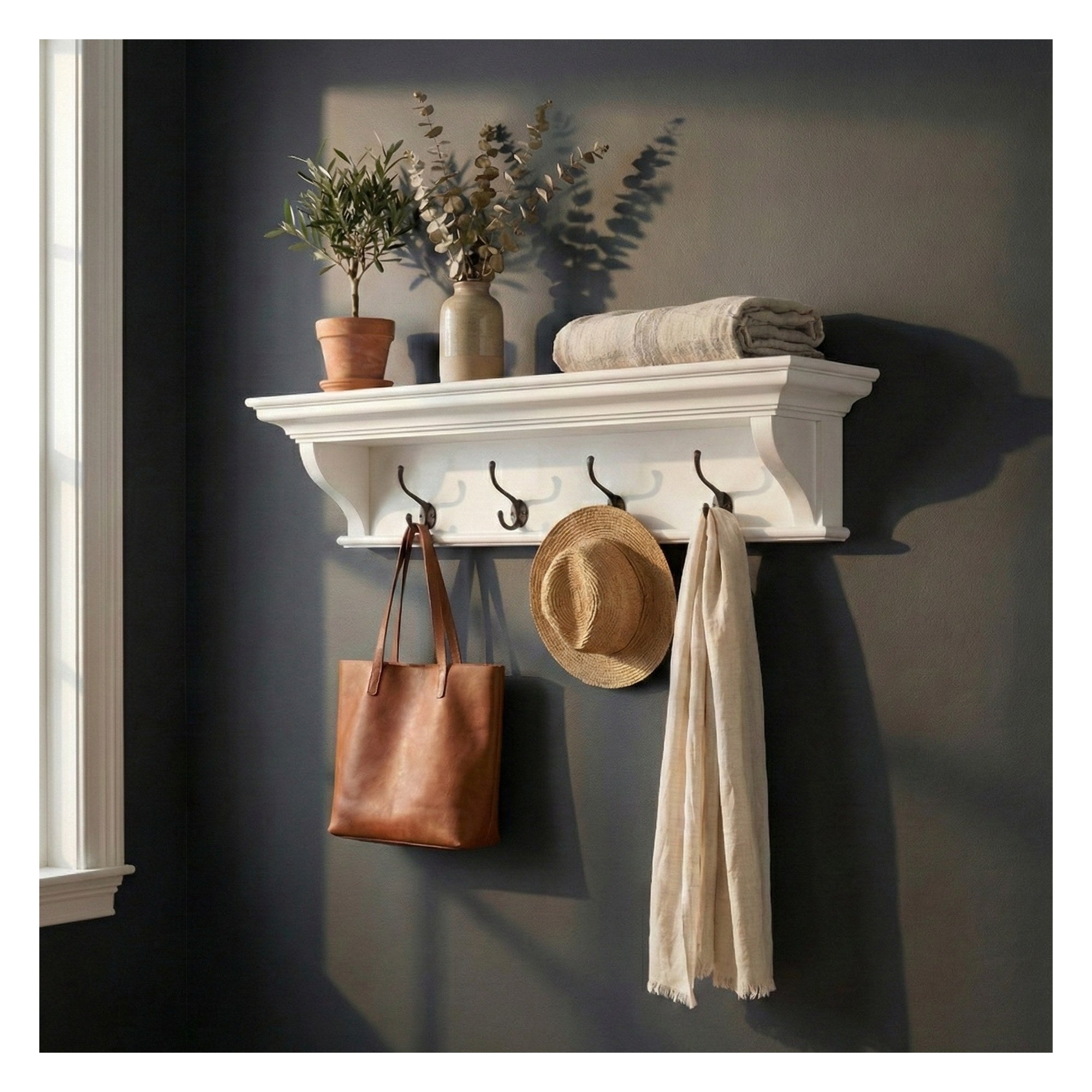 Nova Solo lifestyle image - French Coastal 4 Hook Coat Rack 70cm 28" - ZNS-D168