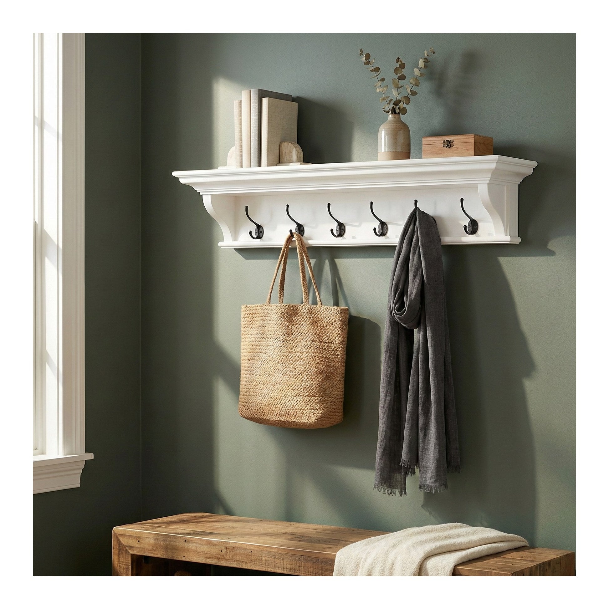 Nova Solo lifestyle image - French Coastal 6 Hook Coat Rack 100cm 39" - ZNS-D169