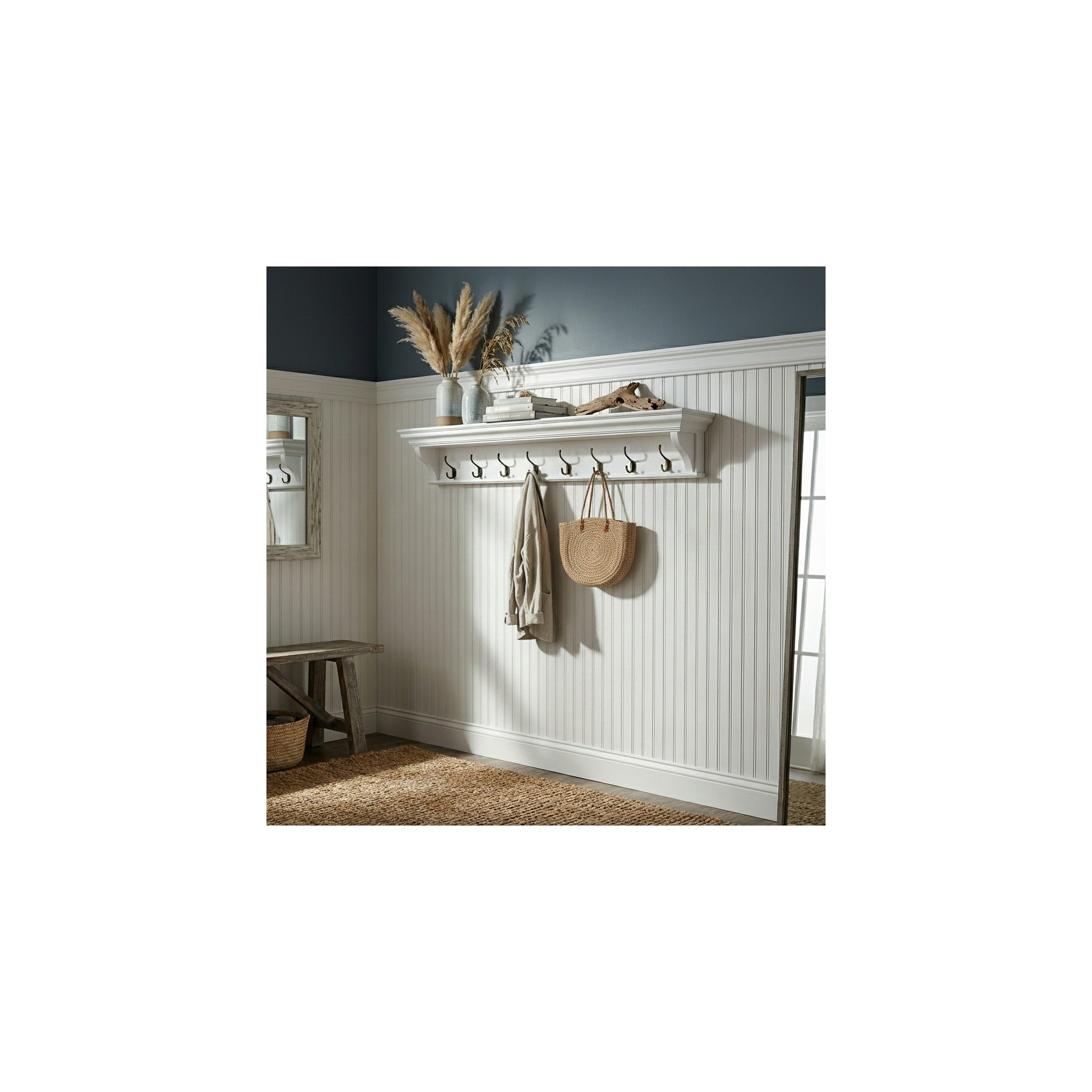 Nova Solo lifestyle image - French Coastal 8 Hook Coat Rack 130cm 51" - ZNS-D170