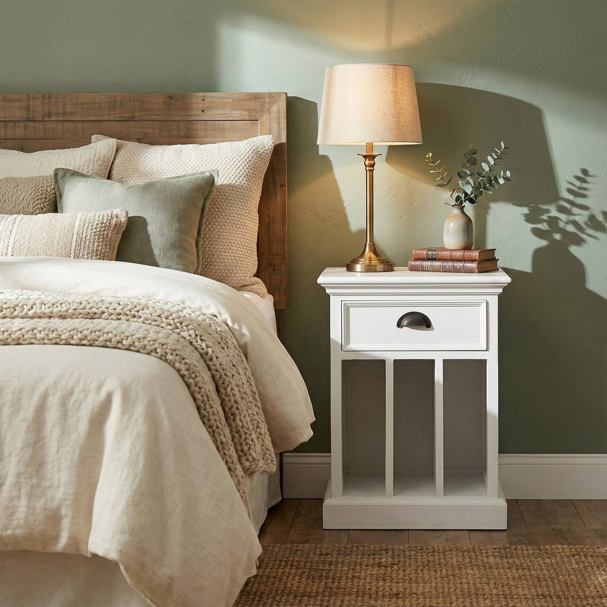 Nova Solo lifestyle image - French Coastal Bedside Table with Dividers 18" - ZNS-T757