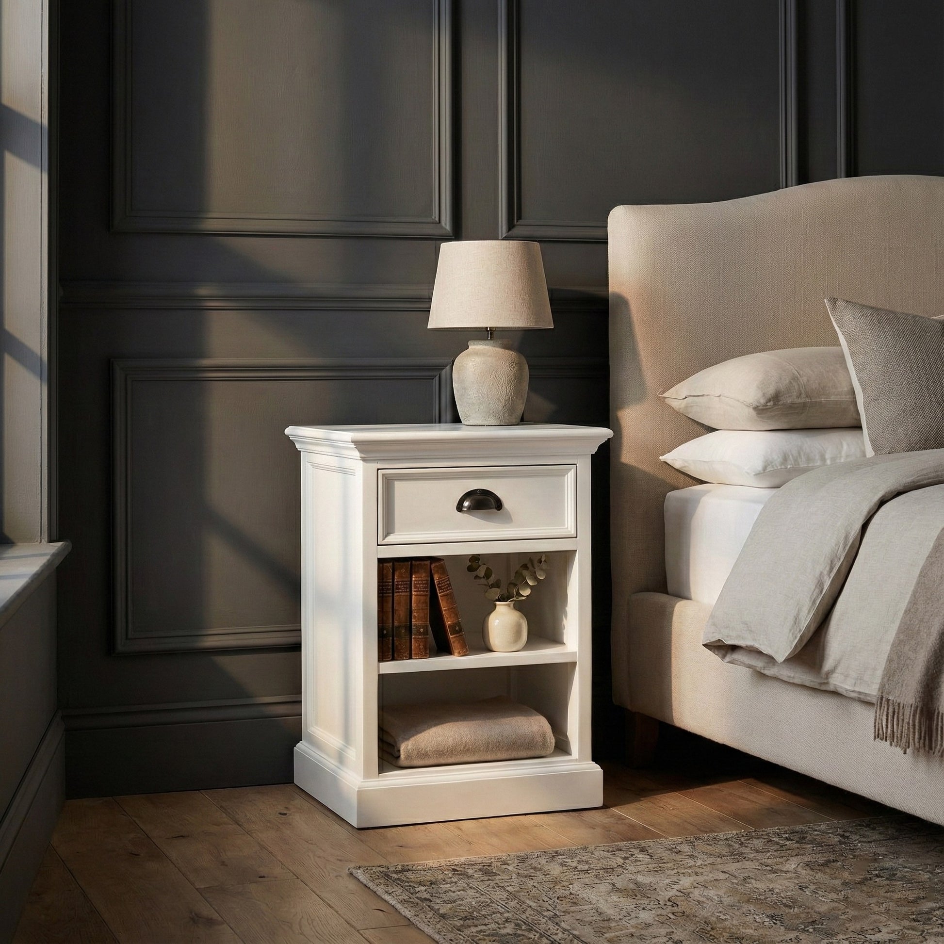 Nova Solo lifestyle image - French Coastal Bedside Table with Shelves 18" - ZNS-T764