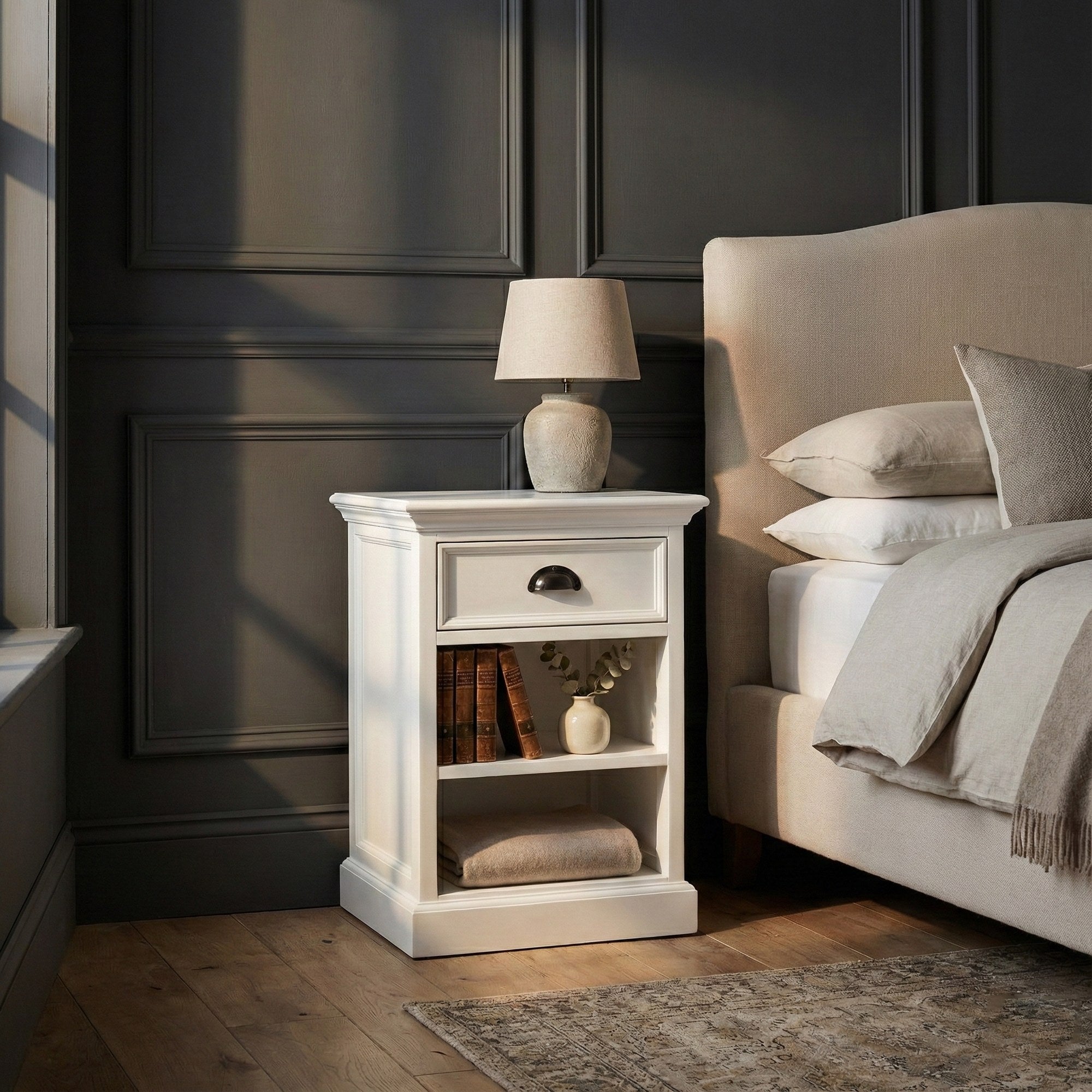 Nova Solo lifestyle image - French Coastal Bedside Table with Shelves 18" - ZNS-T764