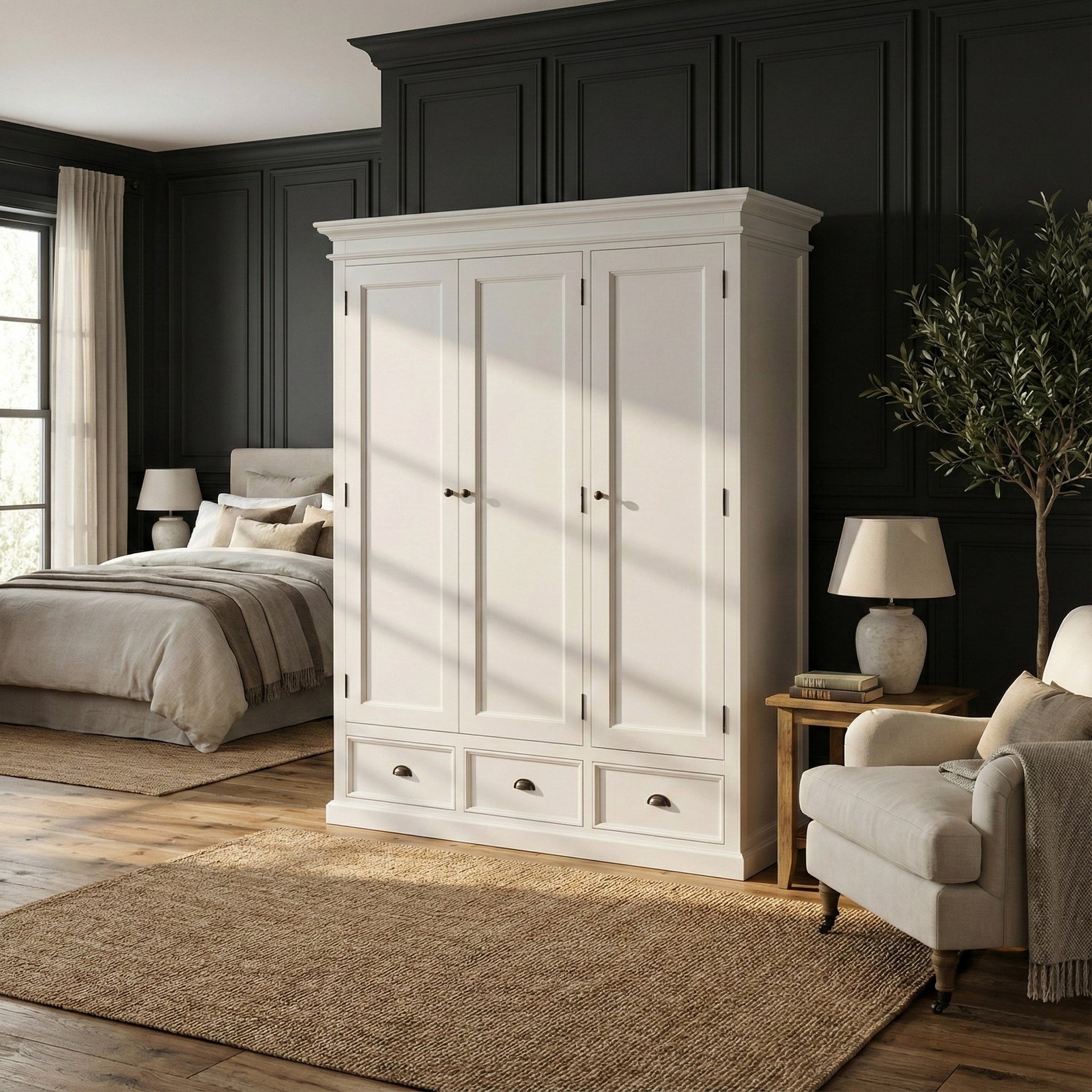Nova Solo lifestyle image - Modern Farmhouse Wardrobe with 3 Doors 62" - ZNS-W003