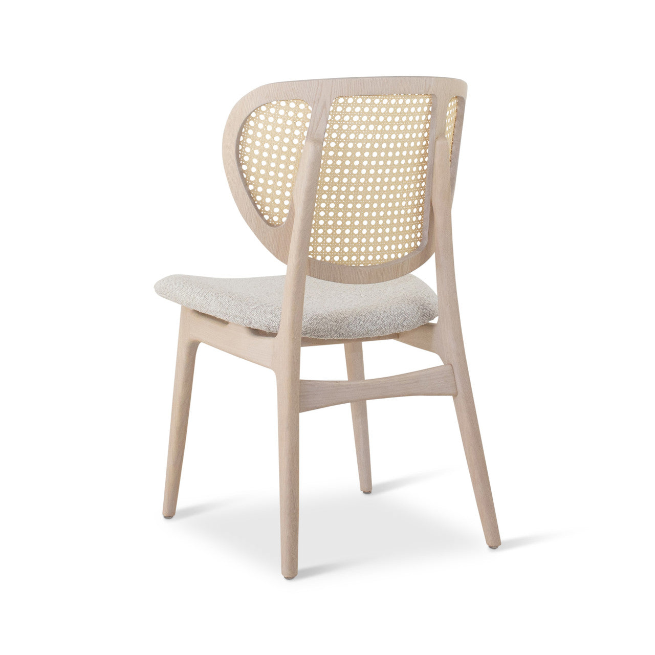 Modern Brazilian - Joelma - Cane Side Chair - Bouclé Crafted Glaze Seat - Nevoa Frame - Natural Cane Webbing