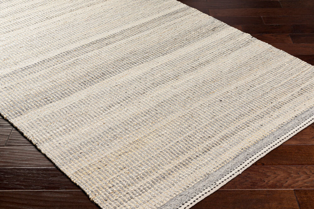 Nottingham Charcoal/Light Gray Handmade Rug - corner