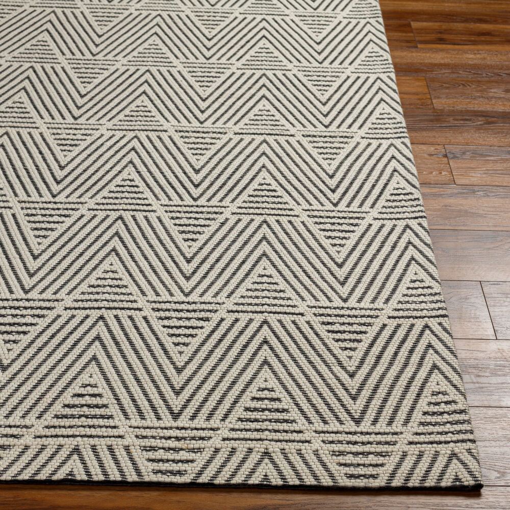 Nevada Black/Off-White Handmade Rug - front