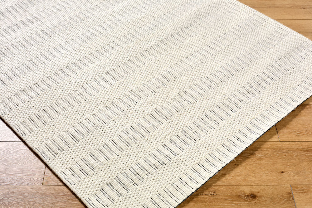 Nevada Black/Cream Handmade Rug - corner