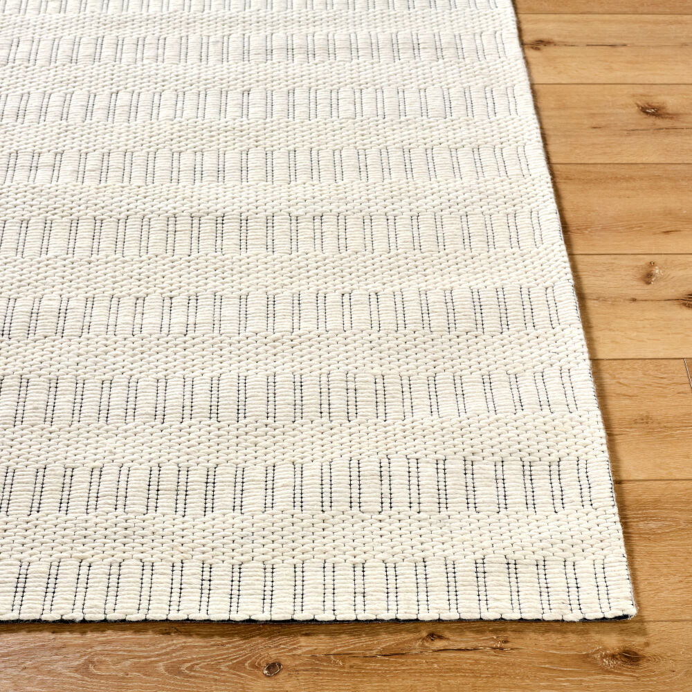 Nevada Black/Cream Handmade Rug - front