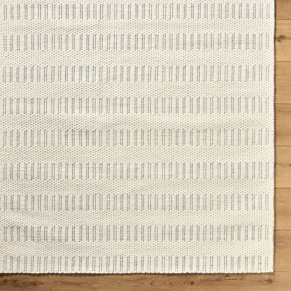 Nevada Black/Cream Handmade Rug - overhead