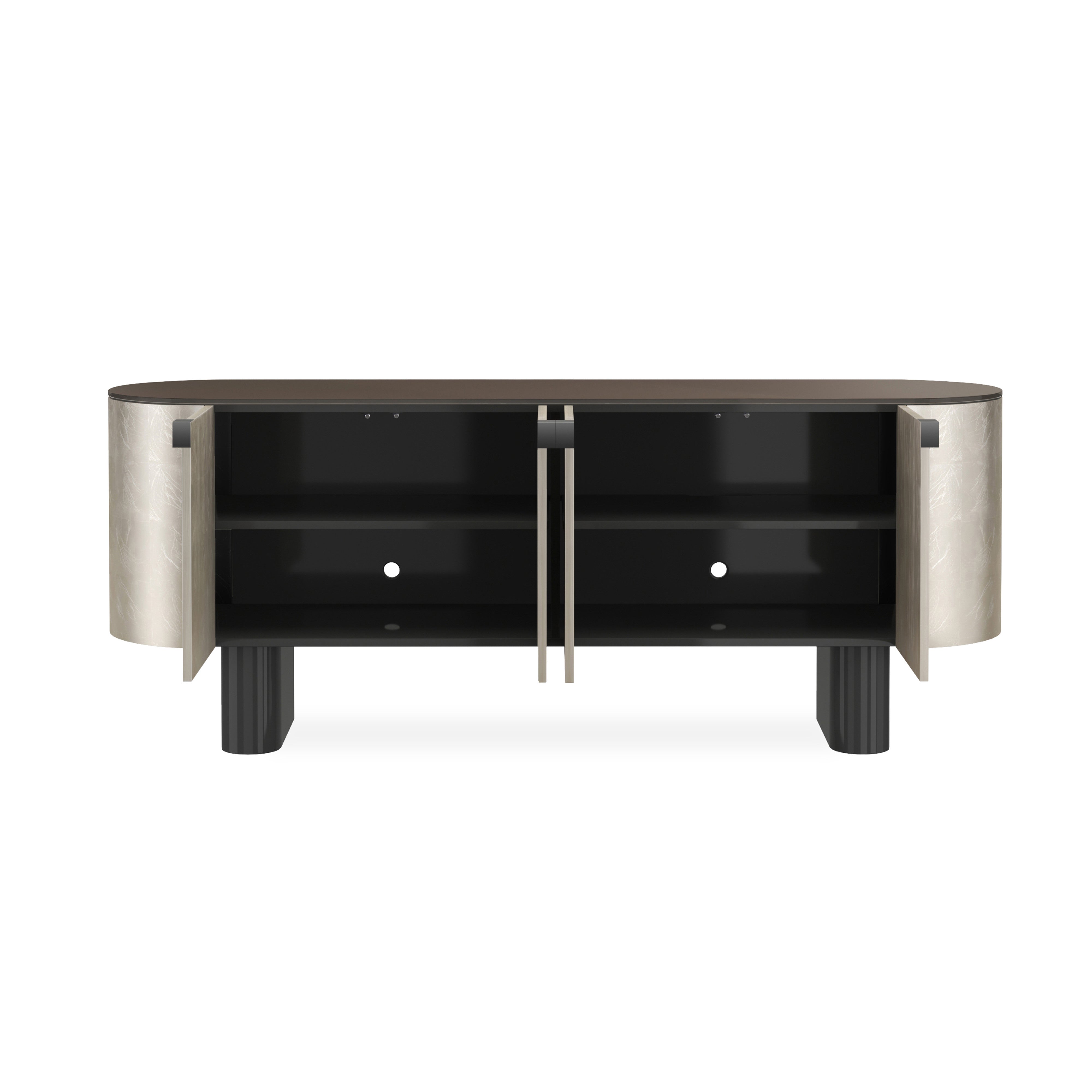 Gustav Charcoal Leaf Entertainment Console 82" by Caracole - view 5