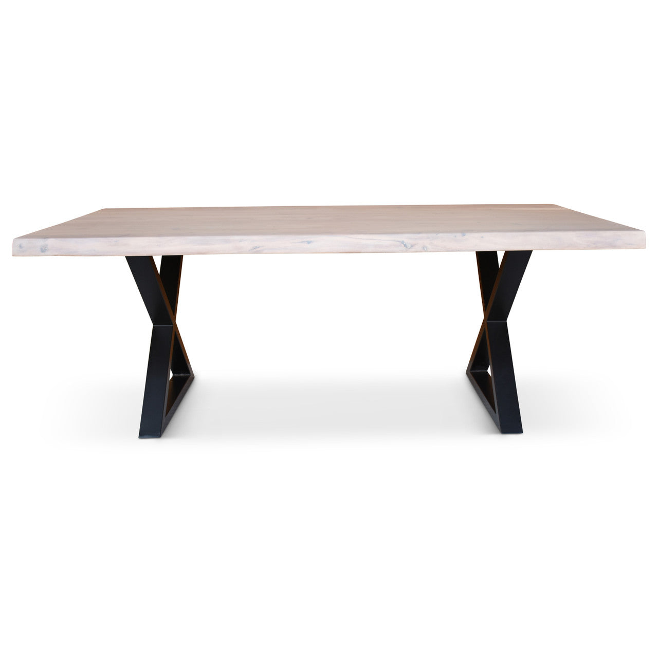Brooks - Dining Table - X Base - 40" x 92" - White Wash Top - Black Base