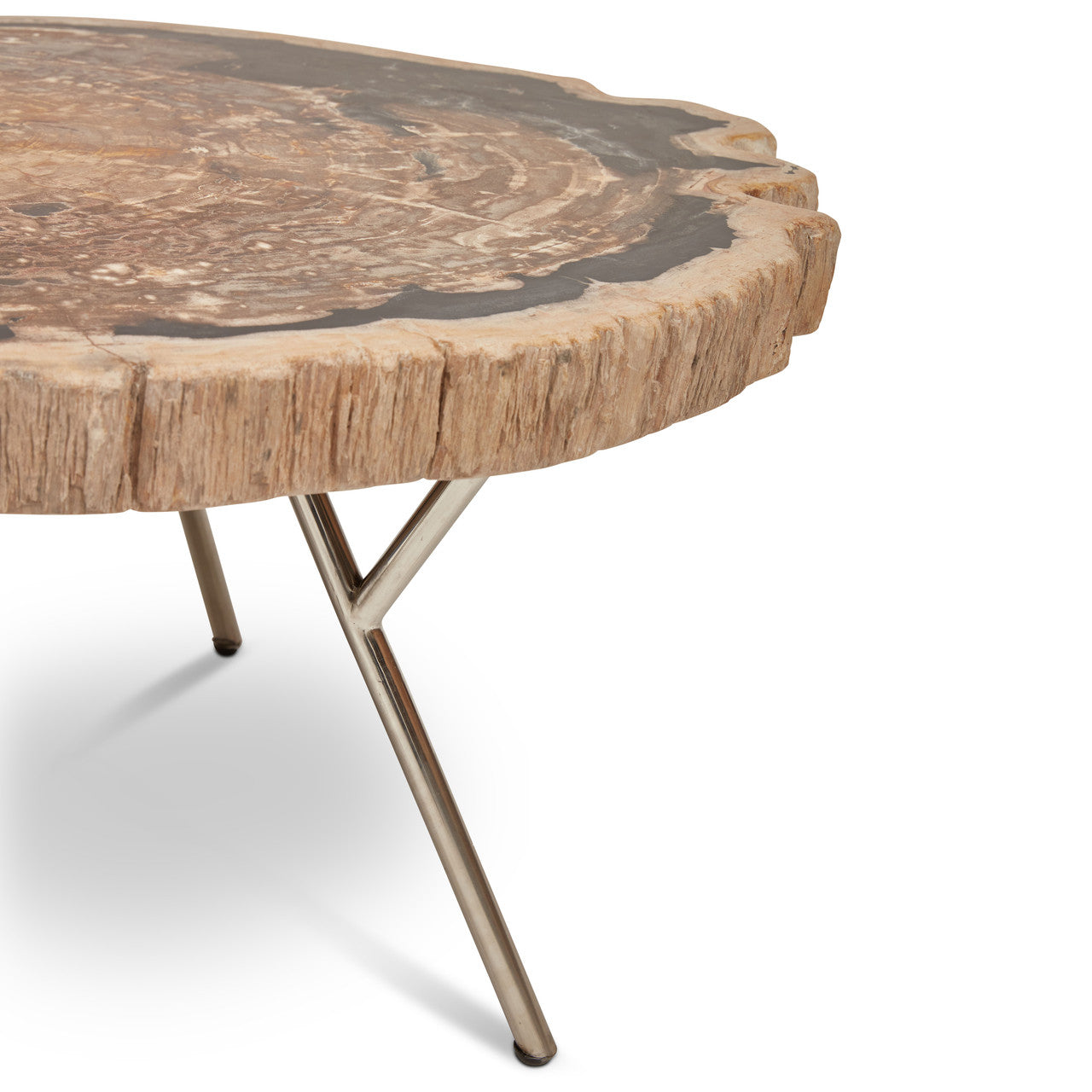 Relique - Lastra Coffee Table - Set of 2 - Polished Stainless Steel Legs - Natural Dark Top