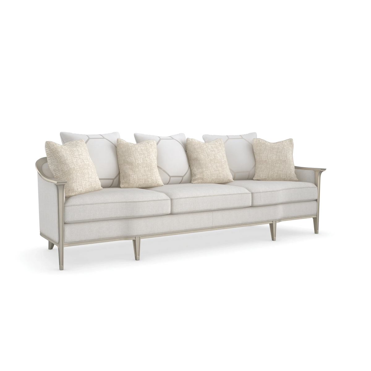 Eaves Drop Soft Silver Paint Sofa 110" by Caracole
