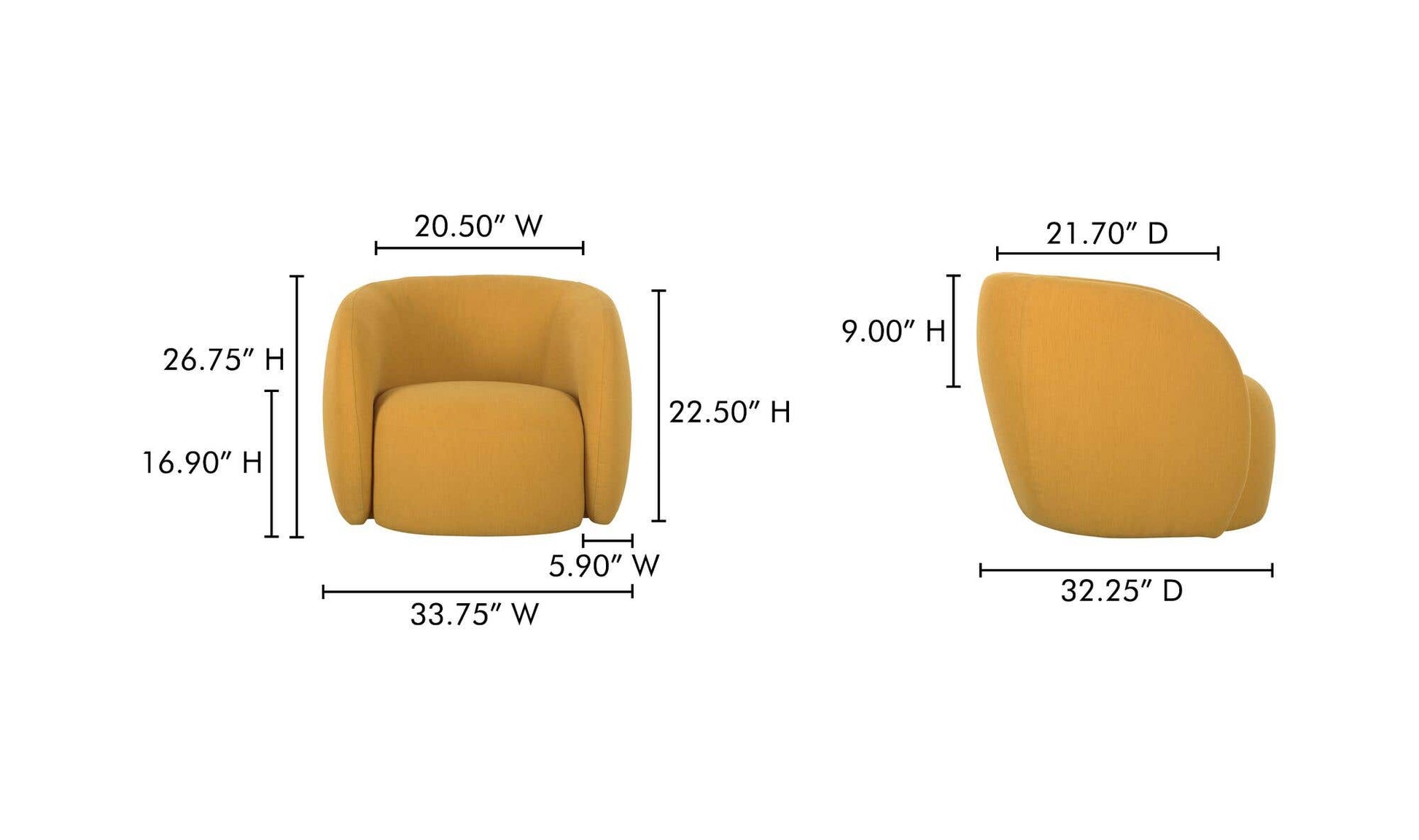 Rae Outdoor Accent Chair Deep Yellow by Moe's Home Collection - view 13