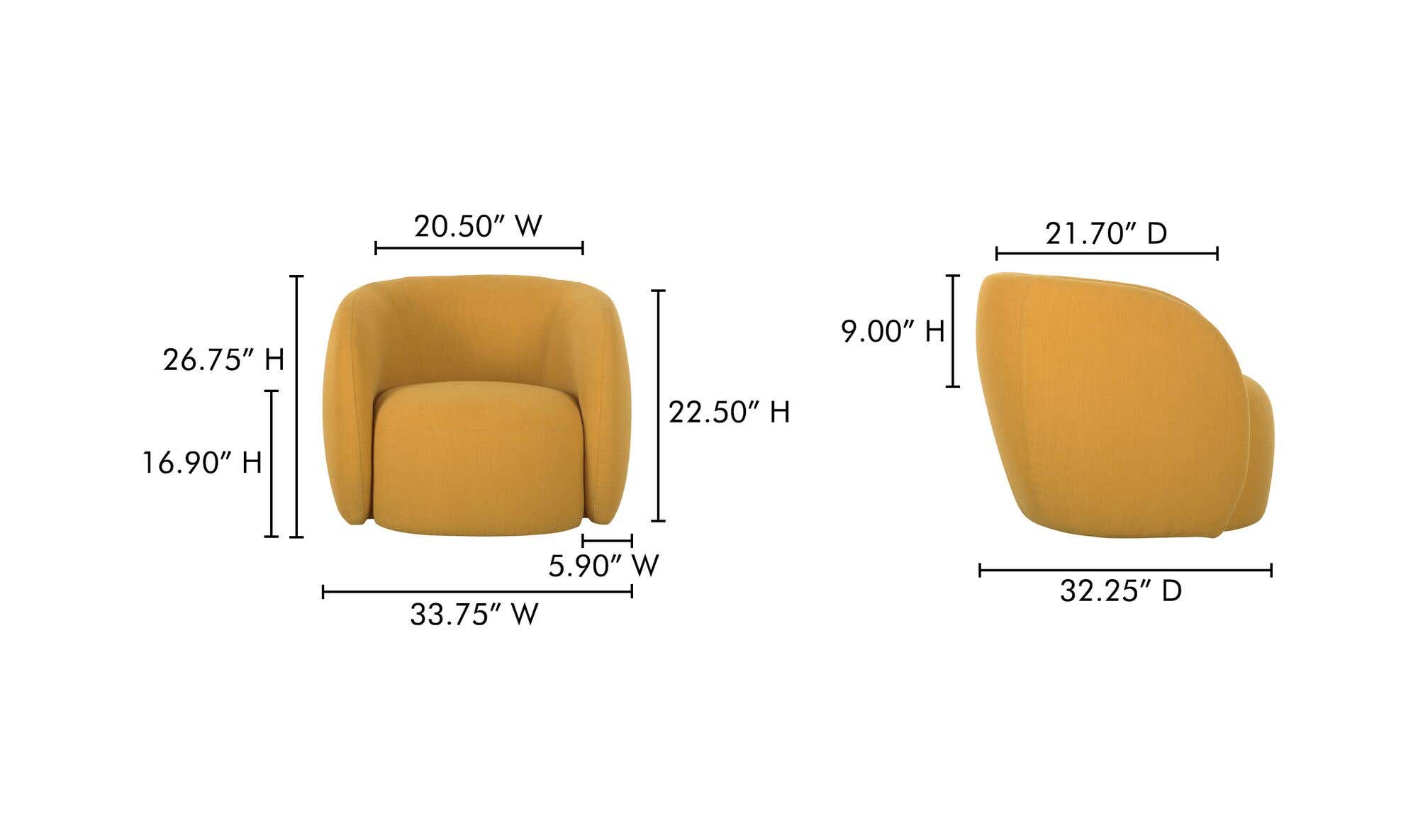 Rae Outdoor Accent Chair Deep Yellow by Moe's Home Collection - view 13