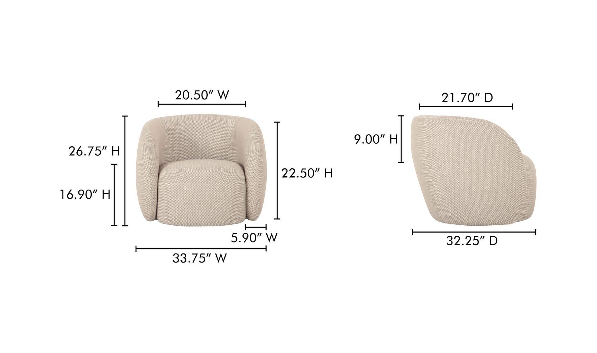 Rae Outdoor Accent Chair Beige Check by Moe's Home Collection - view 13