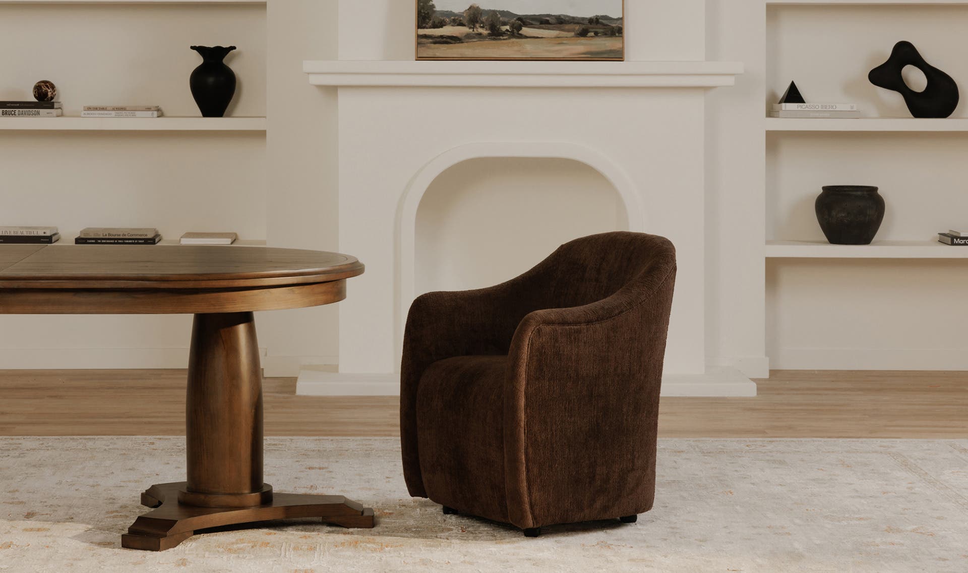 Drava Rolling Dining Chair Dark Brown by Moe's Home Collection - view 5