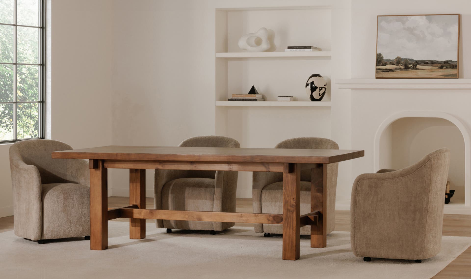 Drava Rolling Dining Chair Beige by Moe's Home Collection - view 7