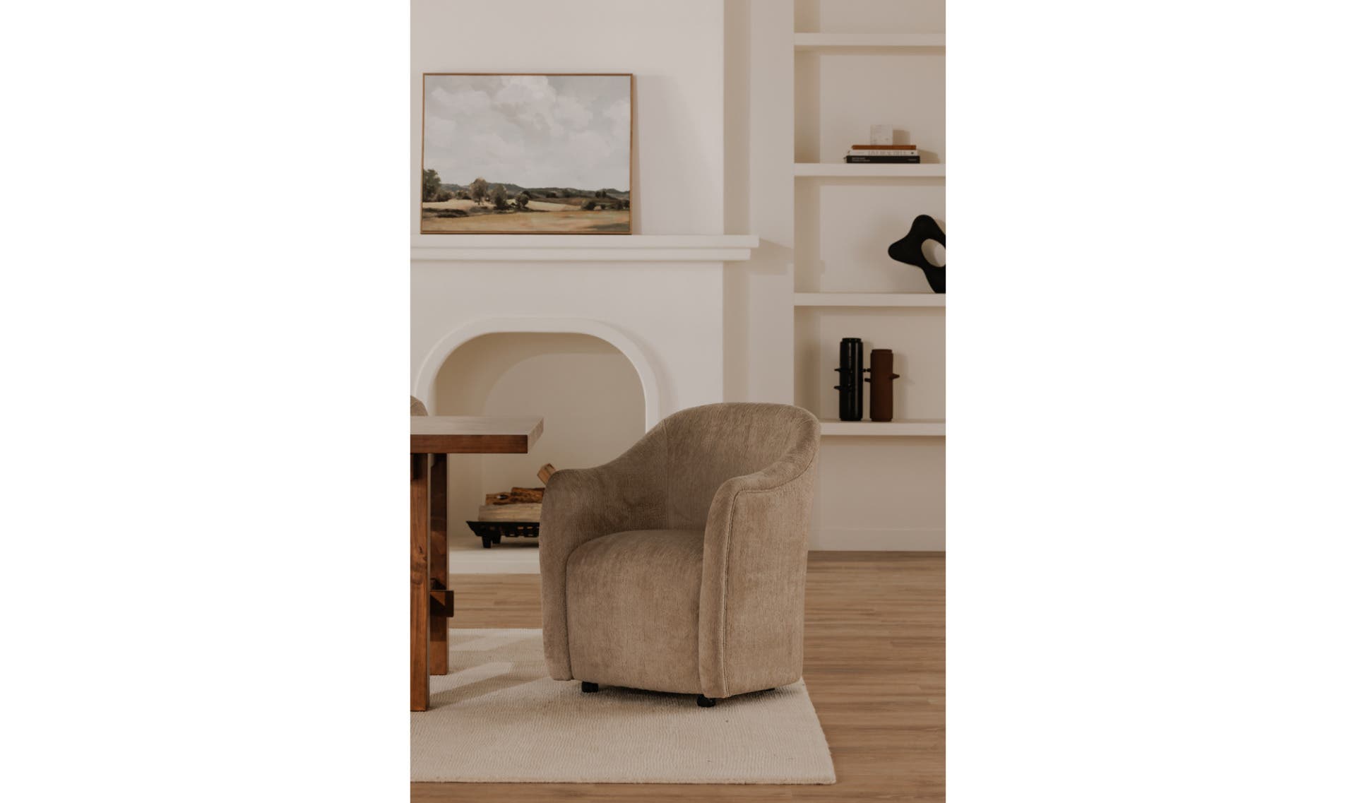 Drava Rolling Dining Chair Beige by Moe's Home Collection - view 8