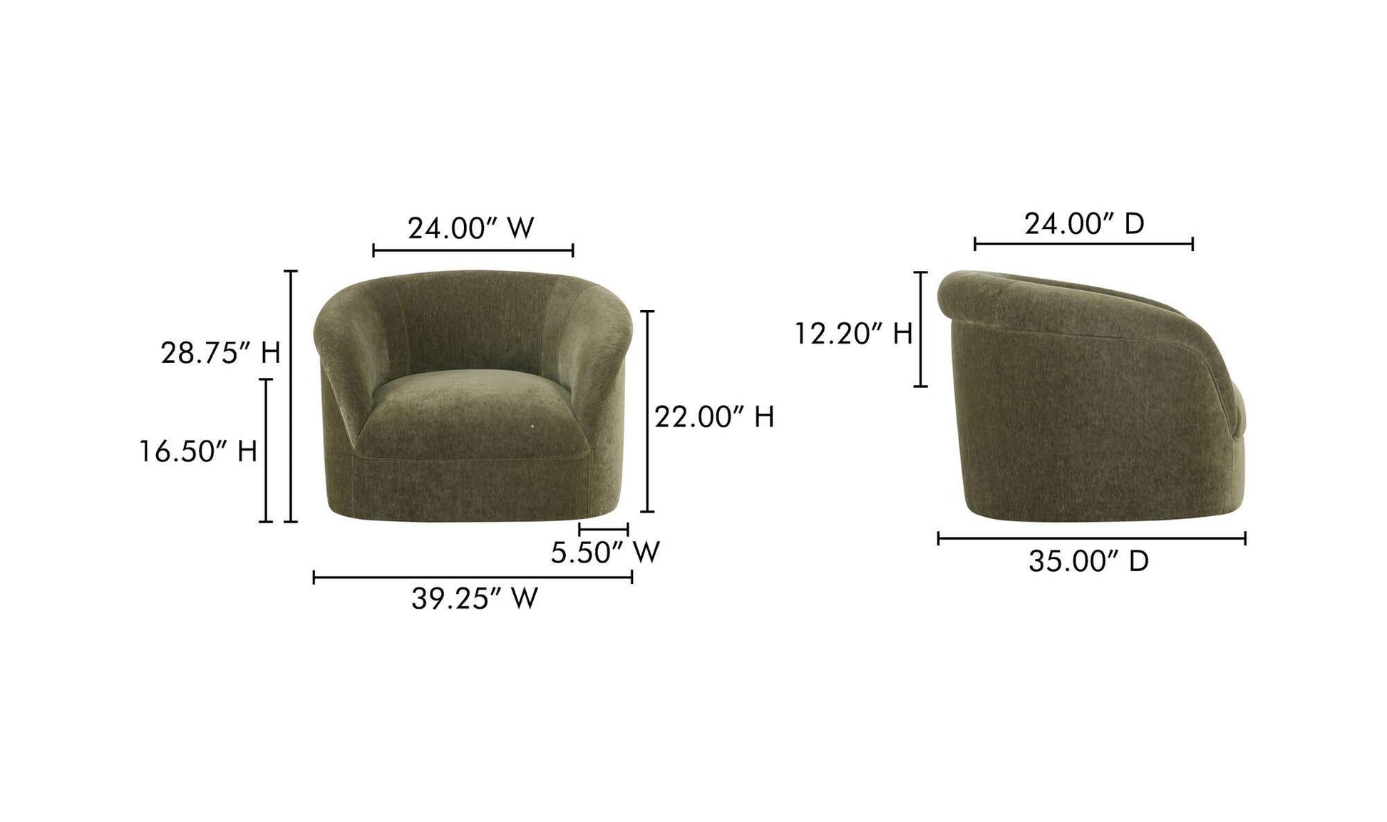 Thora Lounge Chair Dark Green by Moe's Home Collection - view 15