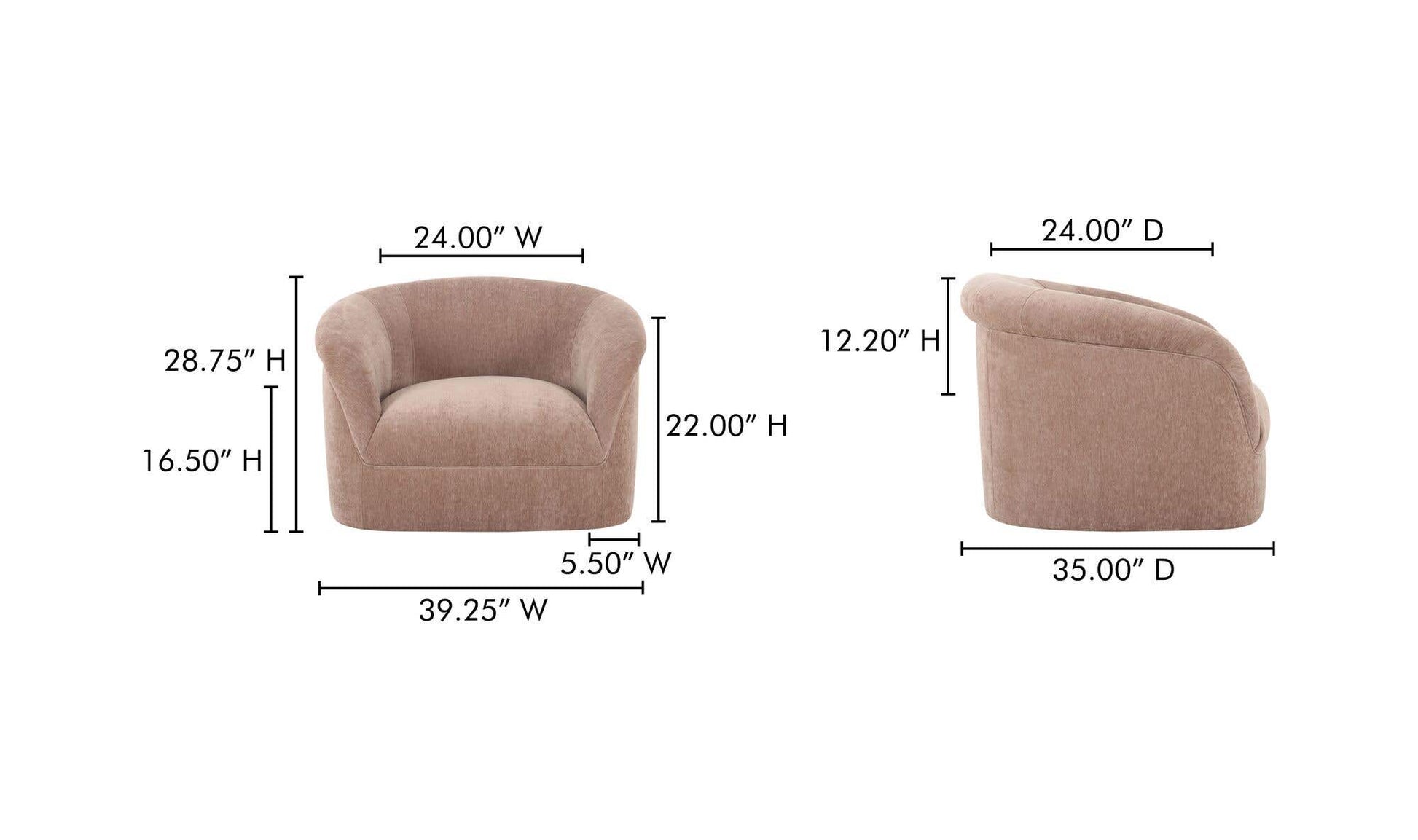 Thora Lounge Chair Blush by Moe's Home Collection - view 14