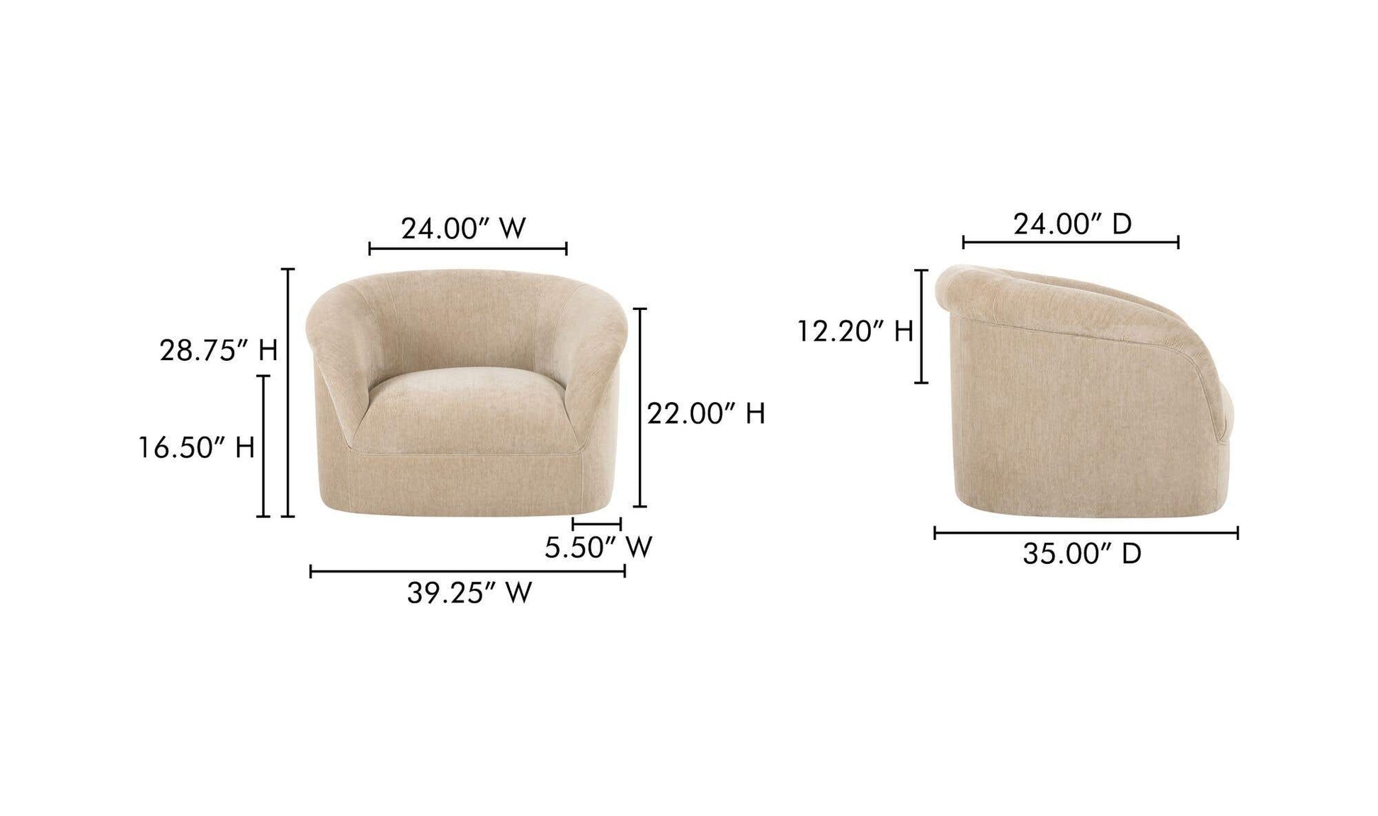 Thora Lounge Chair Beige by Moe's Home Collection - view 11