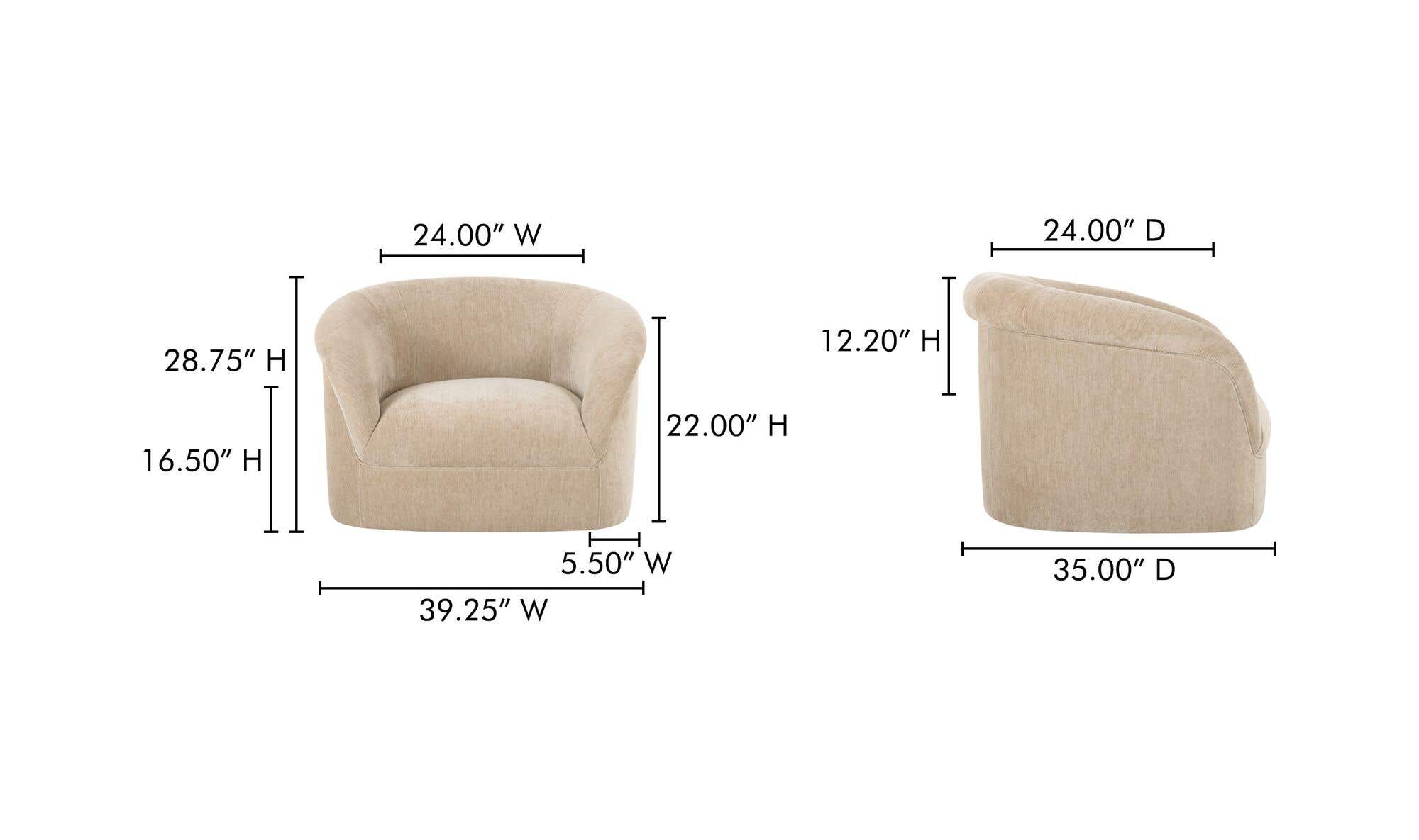 Thora Lounge Chair Beige by Moe's Home Collection - view 11