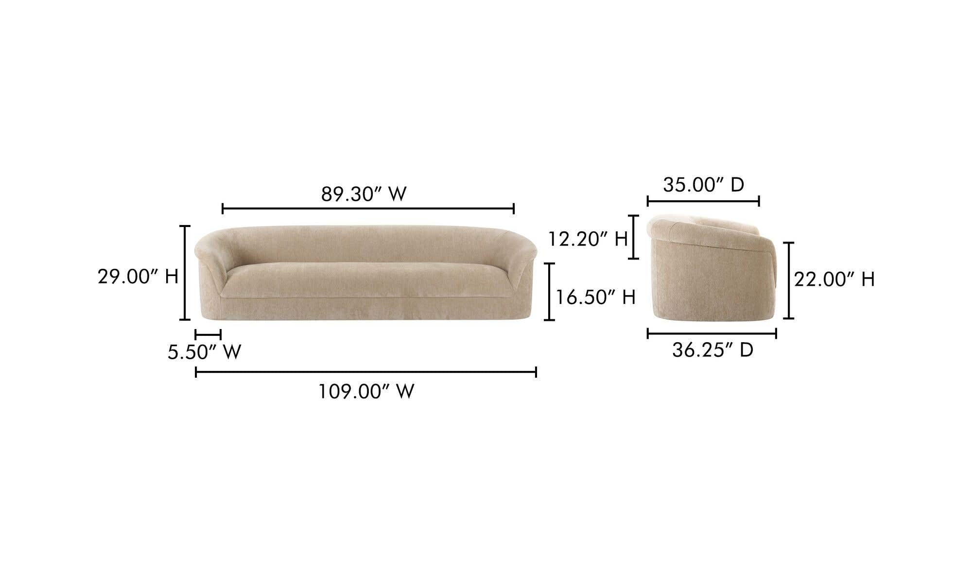 Thora Sofa Beige by Moe's Home Collection - view 14