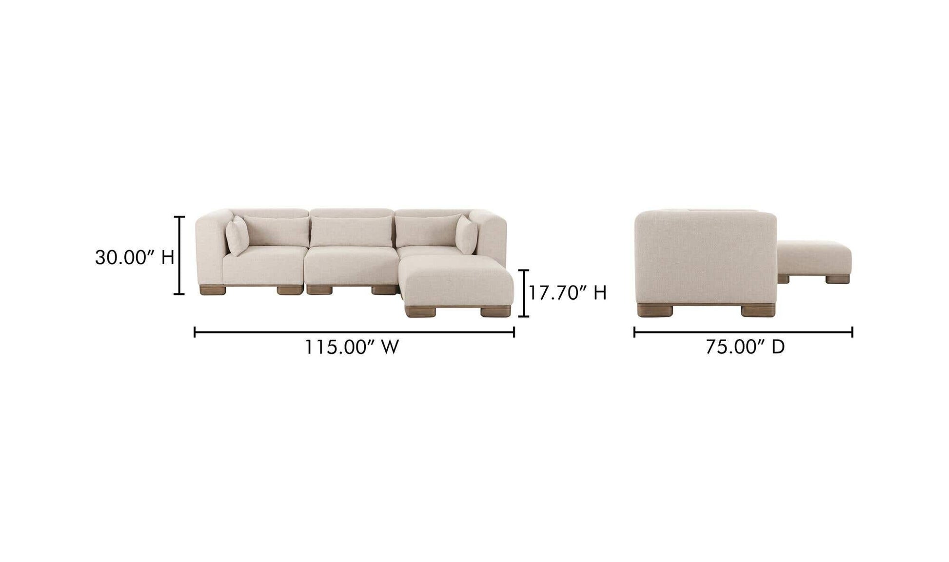 June Lounge Modular Sectional Oatmeal by Moe's Home Collection - view 11