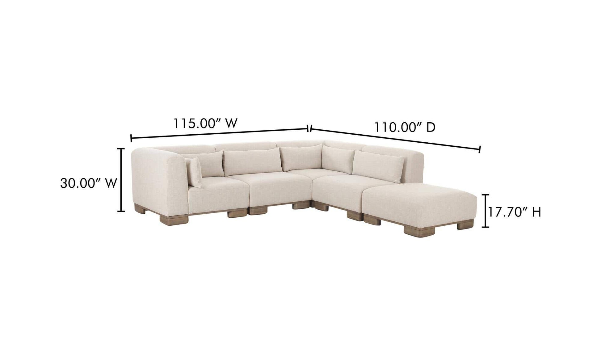June Dream Modular Sectional Oatmeal by Moe's Home Collection - view 12